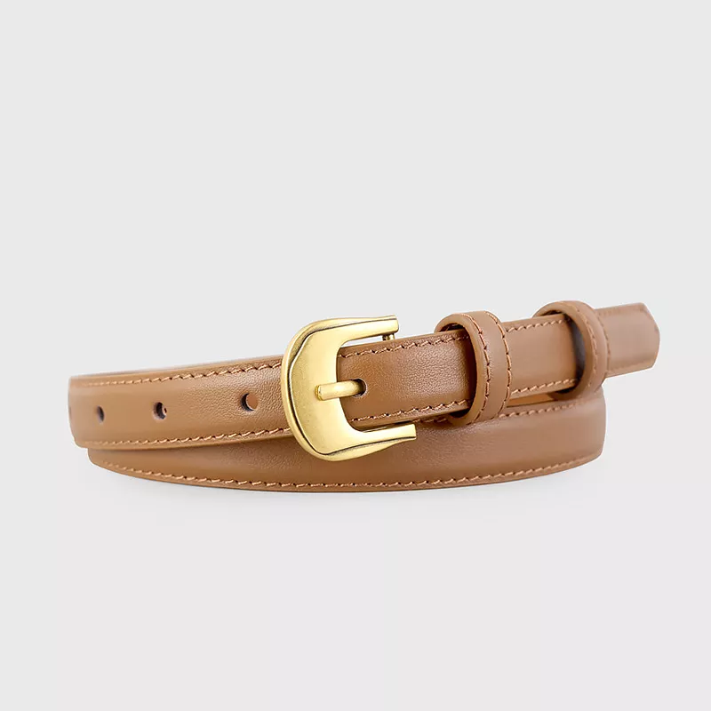 Leather Belt with Golden Buckle, image 5