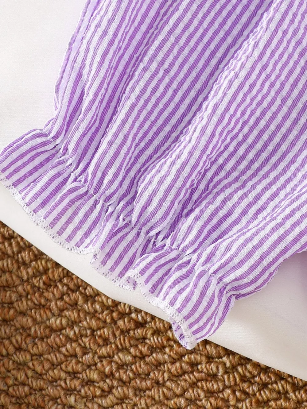 Children's Striped Ruffle Sleeve Top and Shorts Set, image 5