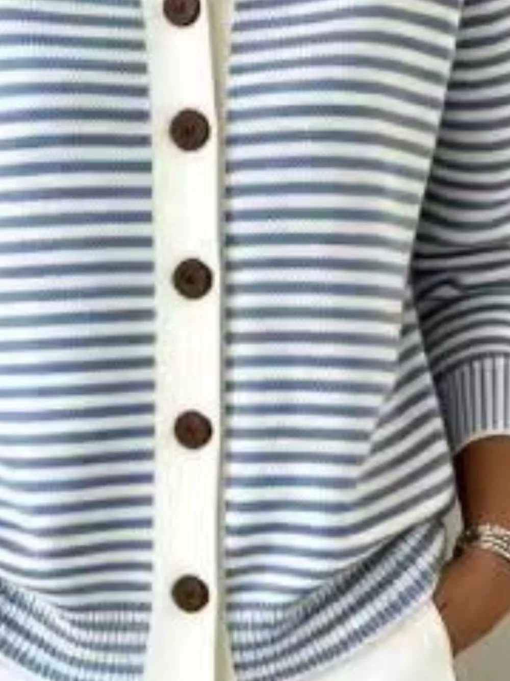 Full Size Striped Button-Down Knit Cardigan Plus Size, image 18