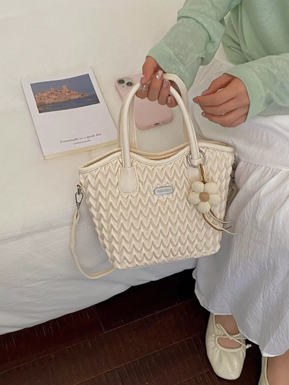 Top Handle Texture Crossbody Bag, image 4