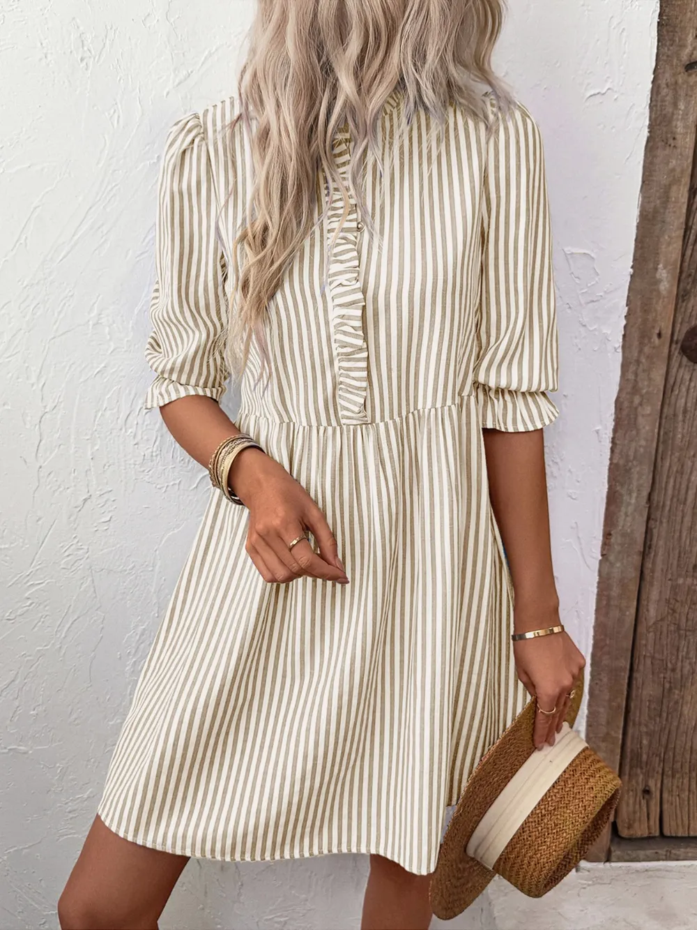 Striped Half Sleeve Dress, image 3
