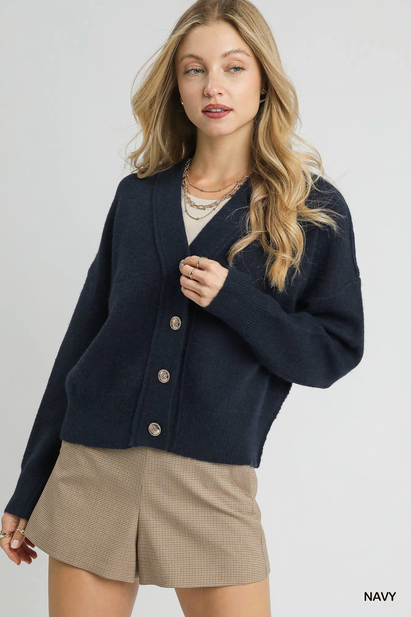 Button-Front Knit Cardigan