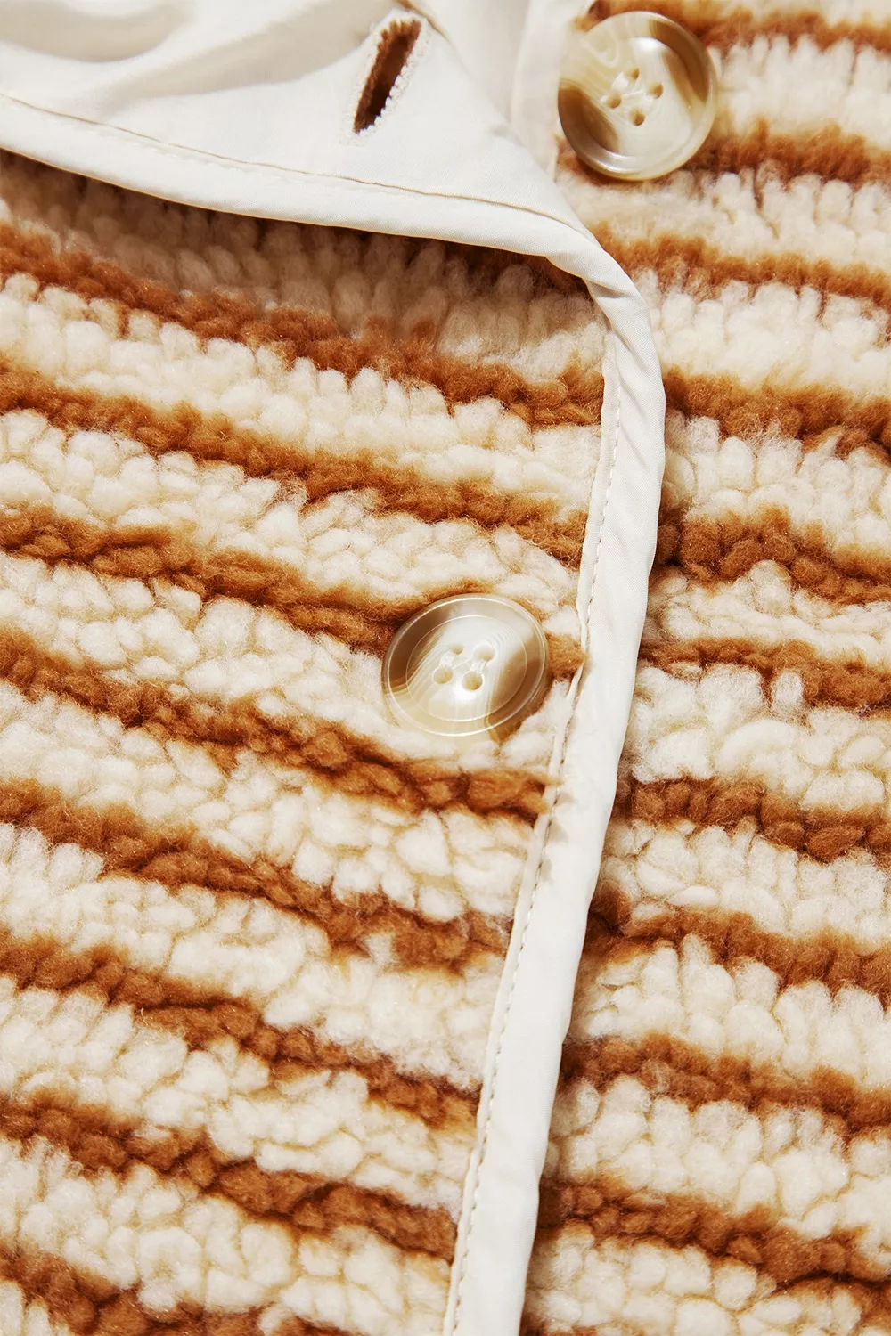 Striped Fleece Button Front Long Sleeve Regular Fit Jacket, image 12