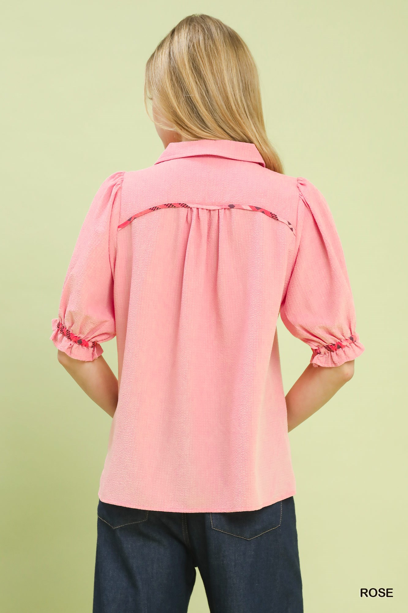 Scalloped Trim Blouse with Puff Sleeves, image 4