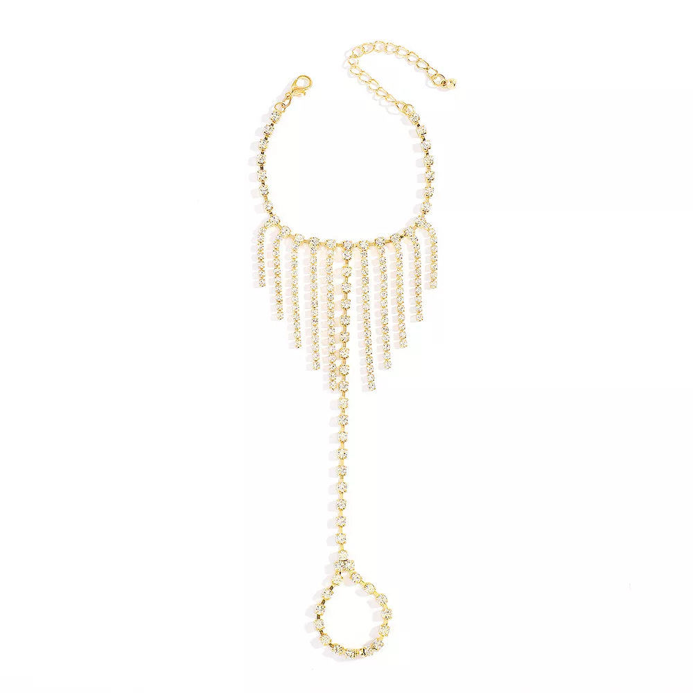 Rhinestone Fringe Hand Chain Bracelet, image 5