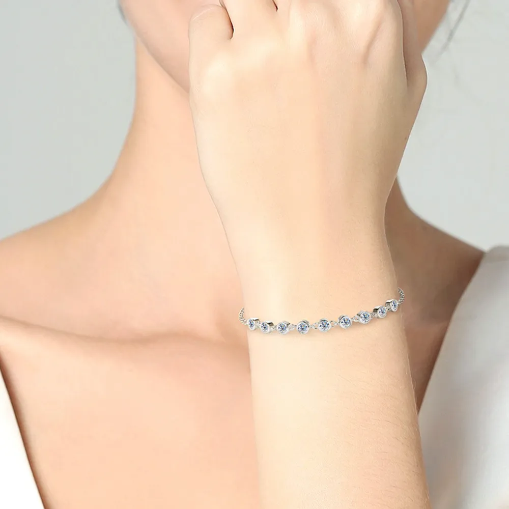 Inlaid Moissanite 925 Sterling Silver Bracelet, image 5