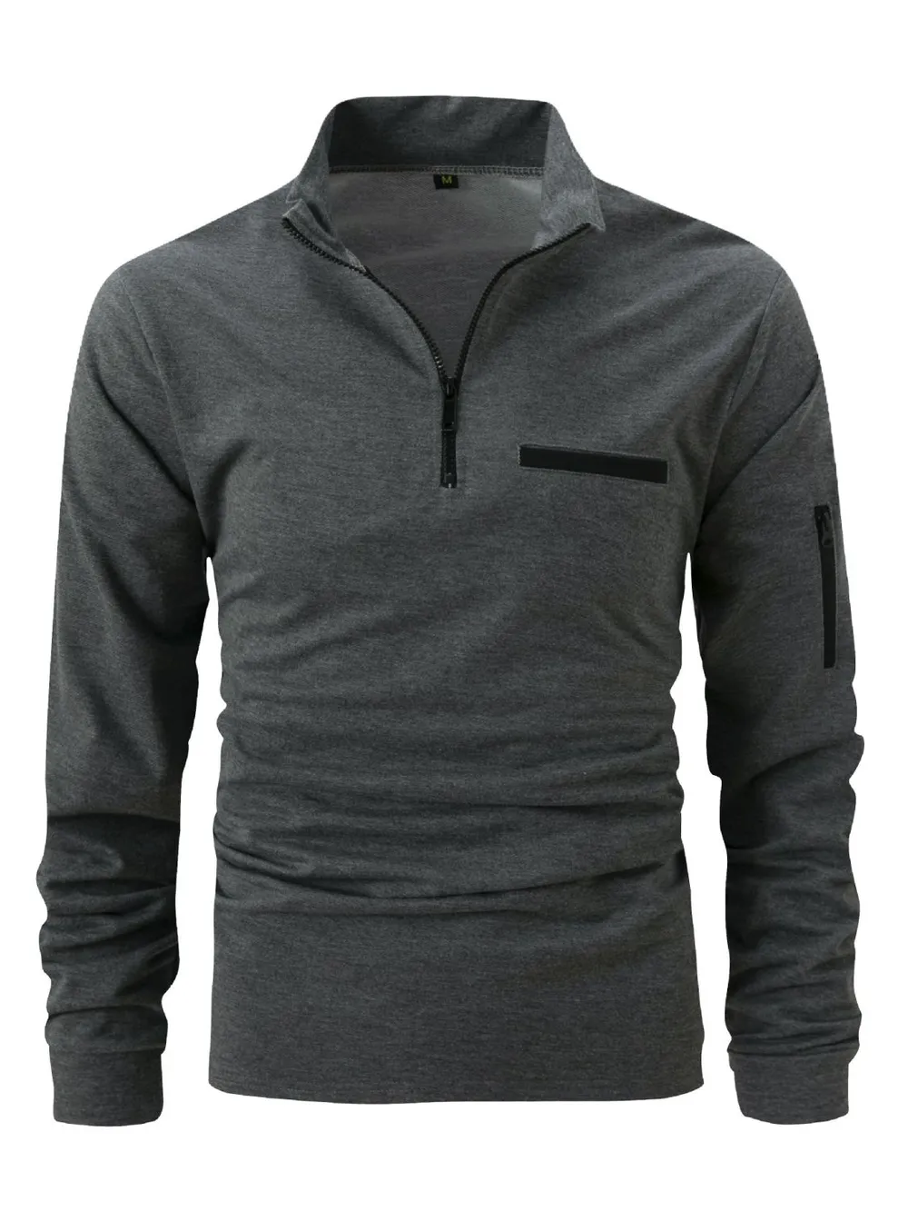 Men's Full Size Quarter Zip Long Sleeve Polo Plus Size, image 9