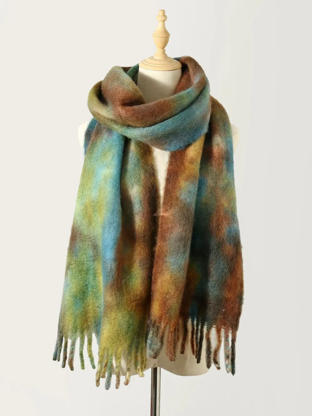 Fringe Tie-Dye Polyester Scarf, image 5
