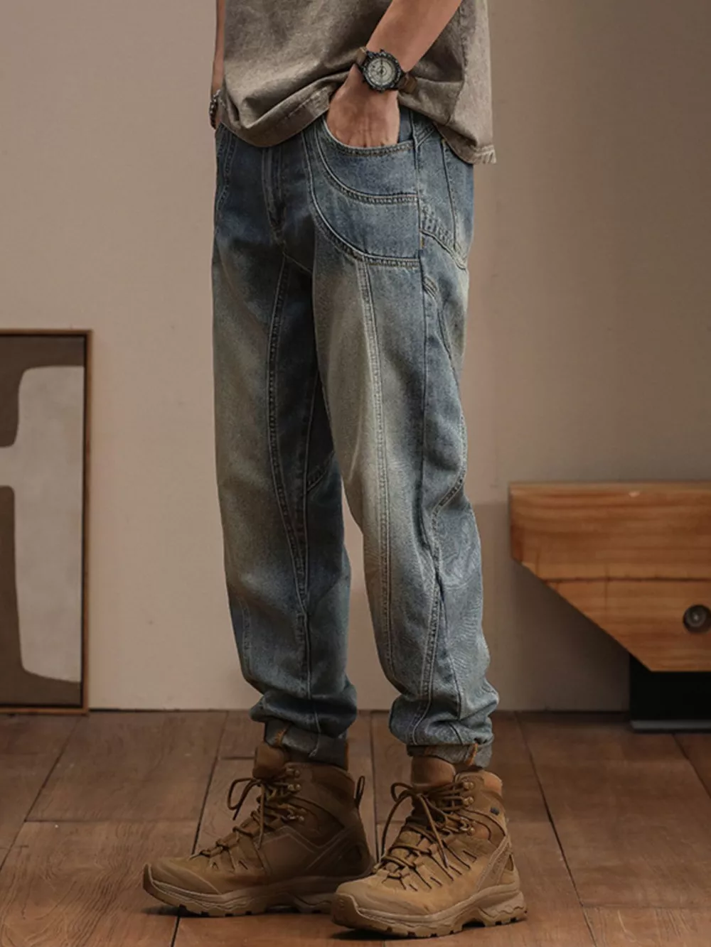 Men's Vintage Wash Relaxed Fit Jeans, image 3