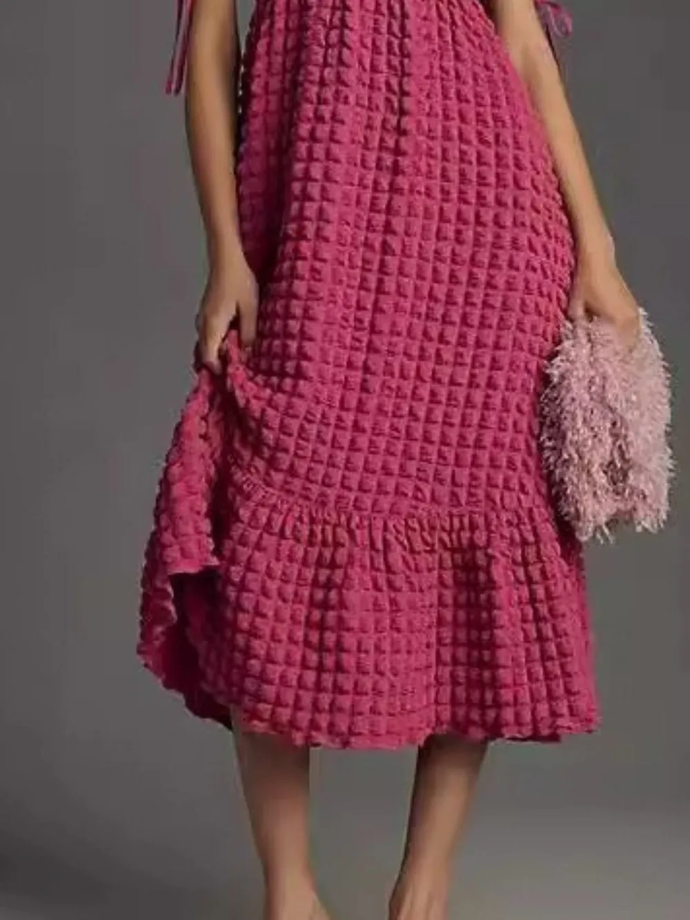 Textured Sweetheart Neck Short Sleeve Dress, image 9