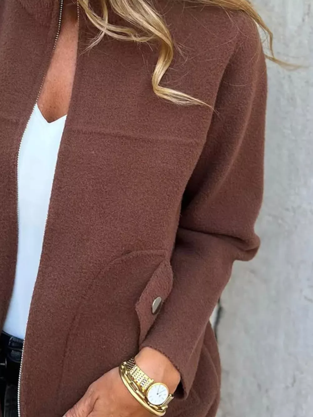 Full Size Textured Knit Zip Up Outerwear Plus Size, image 21