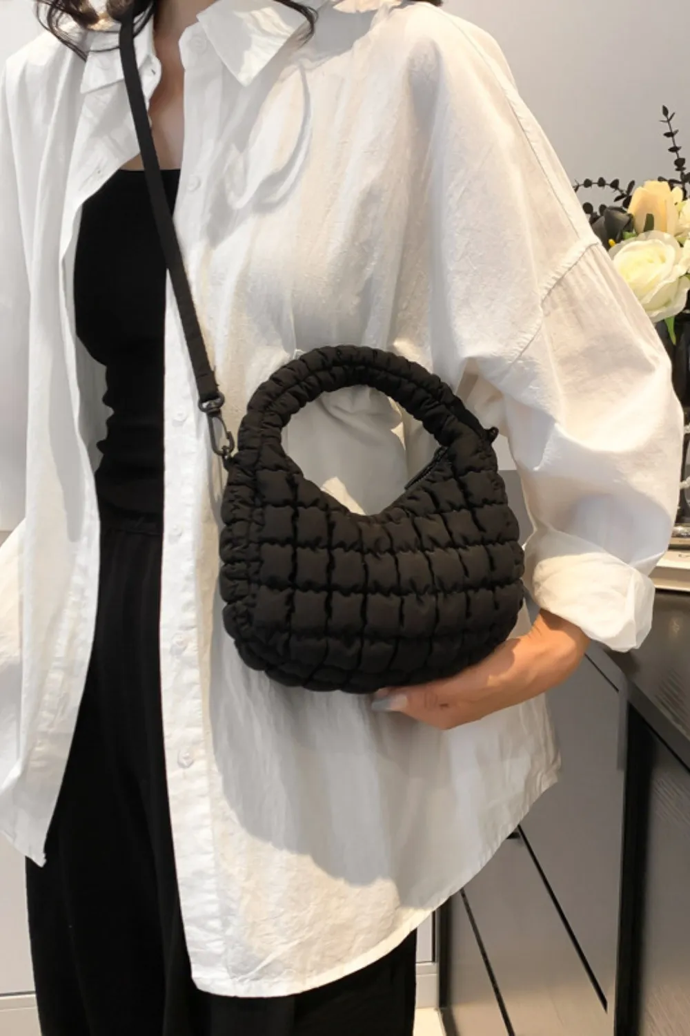 Quilted Puffy Removable Strap Crossbody Bag, image 21