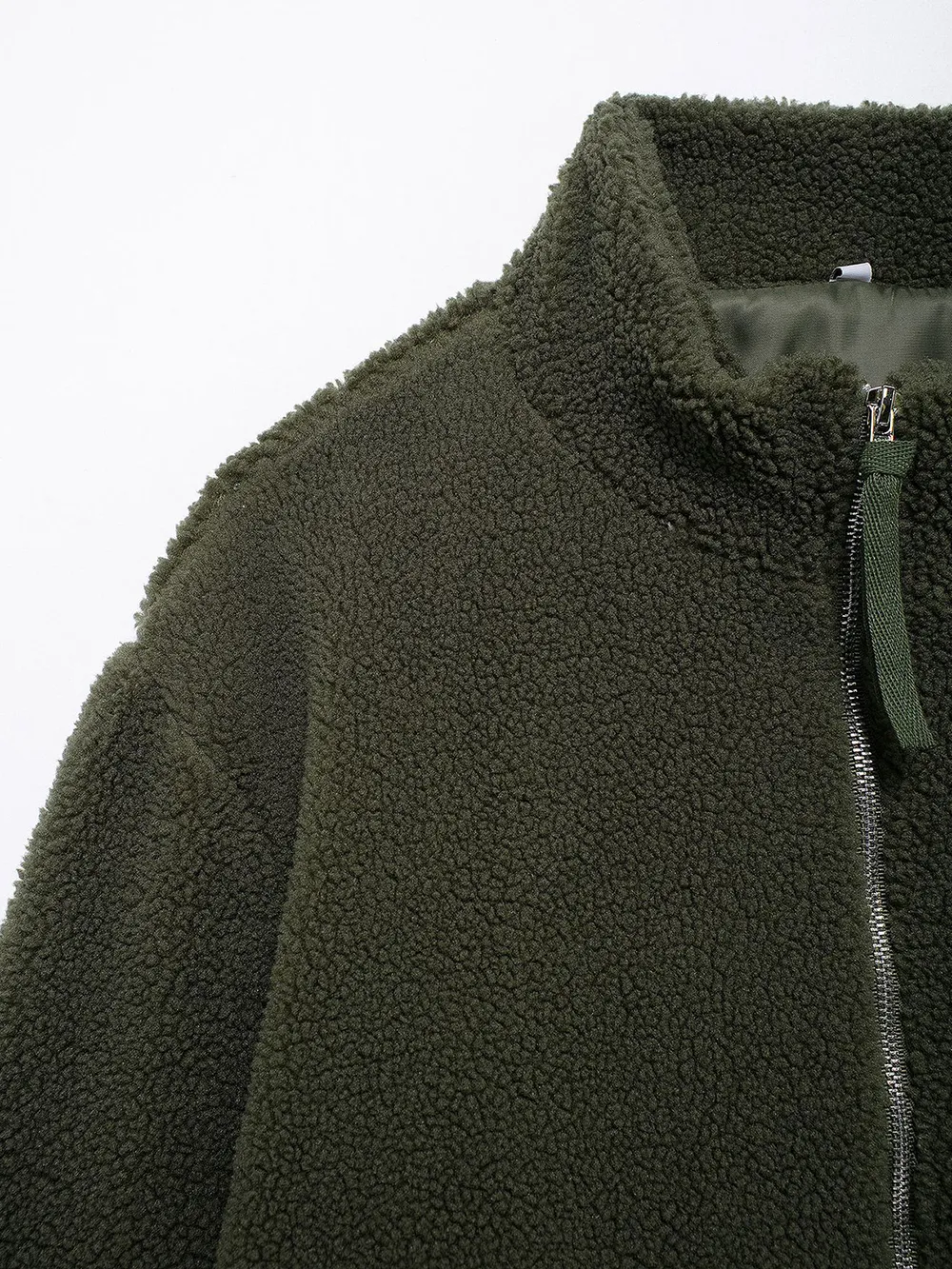 Turtleneck Zip Up Long Sleeve Plush Jacket, image 8