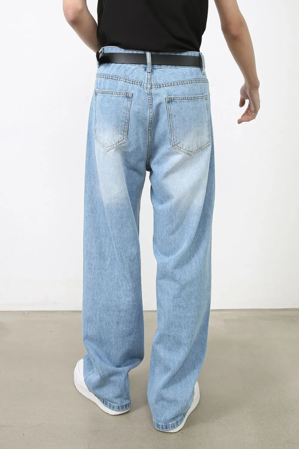 Men's Wide Straight Jeans with Pockets, image 3