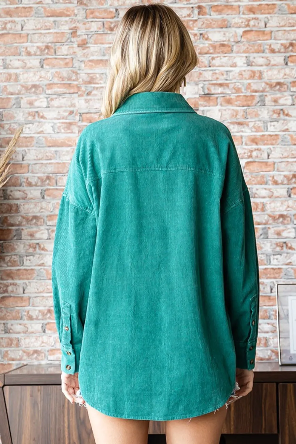 Washed Corduroy Button Down Long Sleeve Shirt, image 2