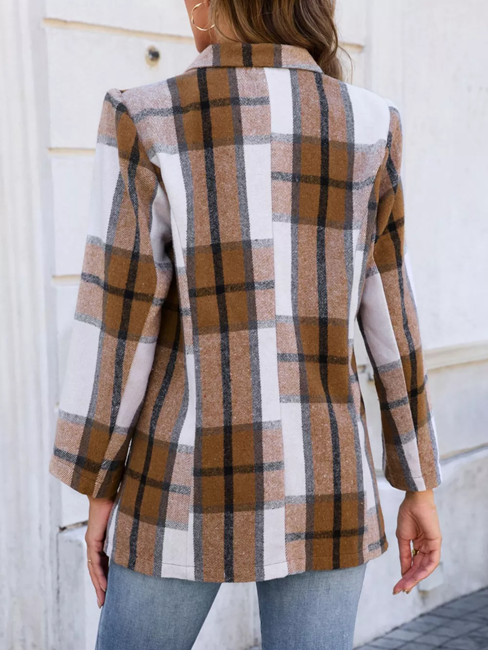 Plaid Double-Breasted Blazer, image 6
