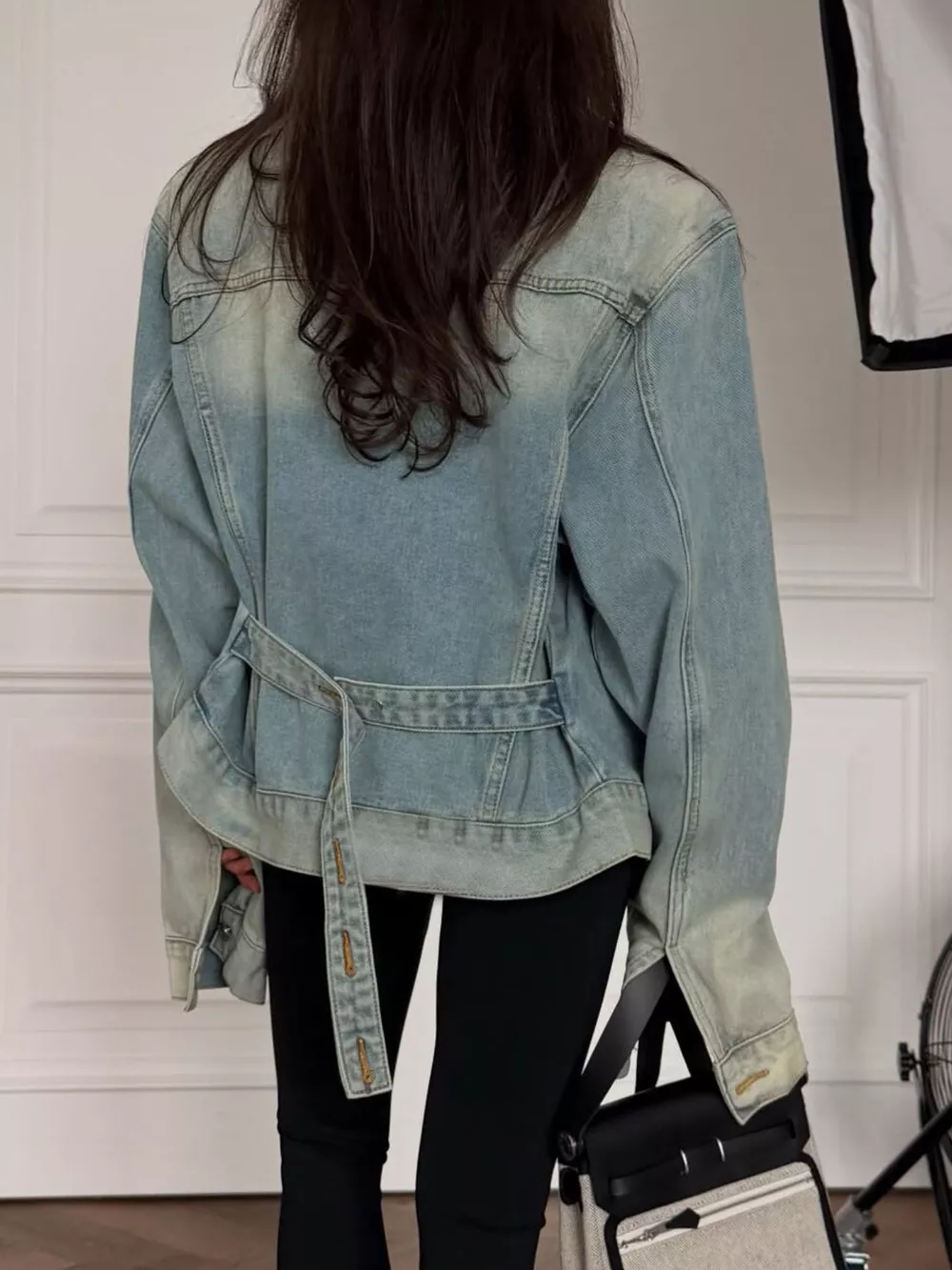 Vintage Wash Belted Denim Jacket, image 4
