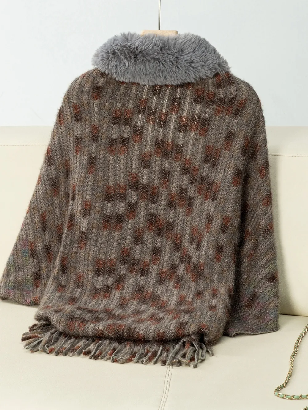 Fringe Fuzzy Open Front Poncho, image 9