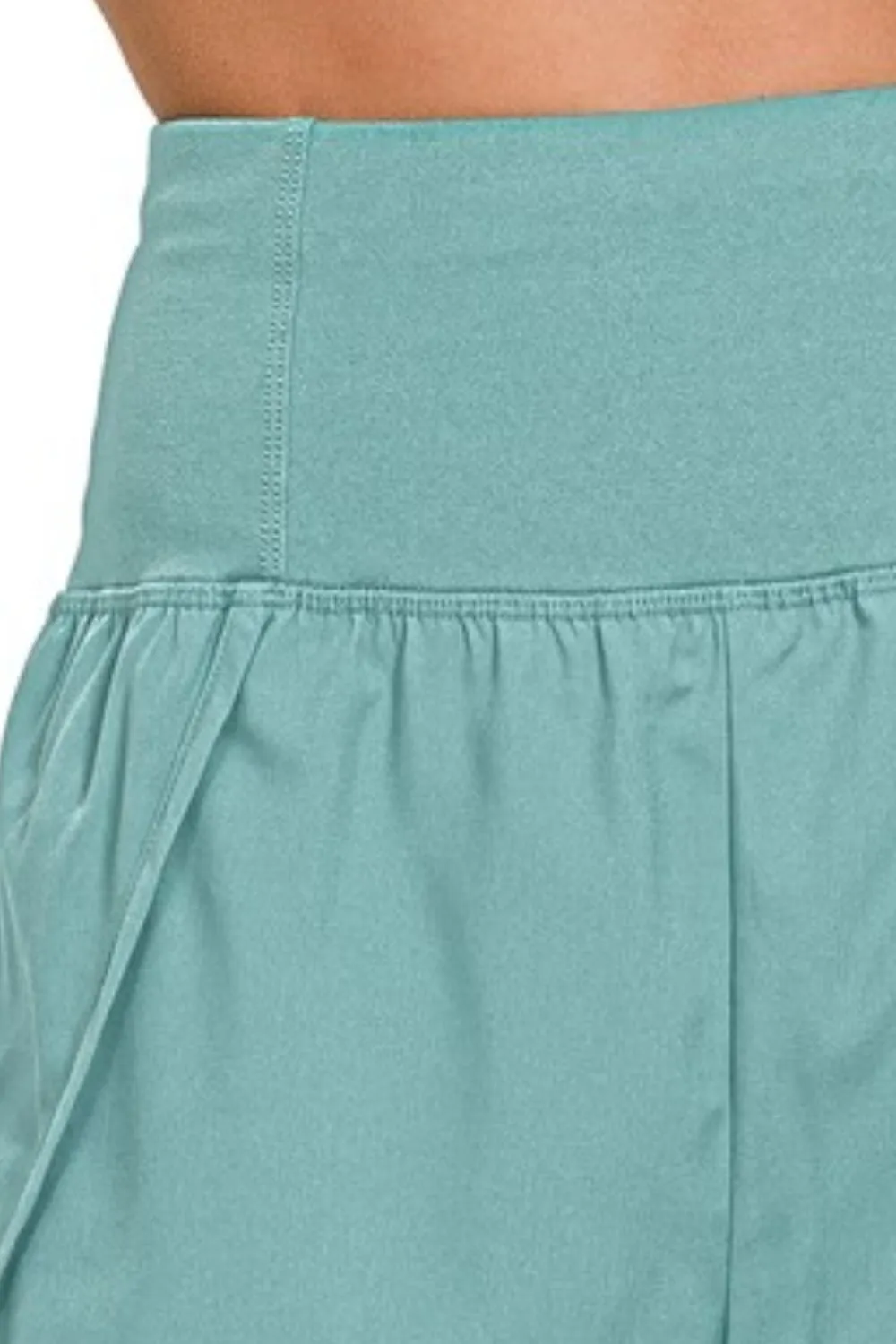 High Waisted Zippered Back Pocket Running Shorts, image 3