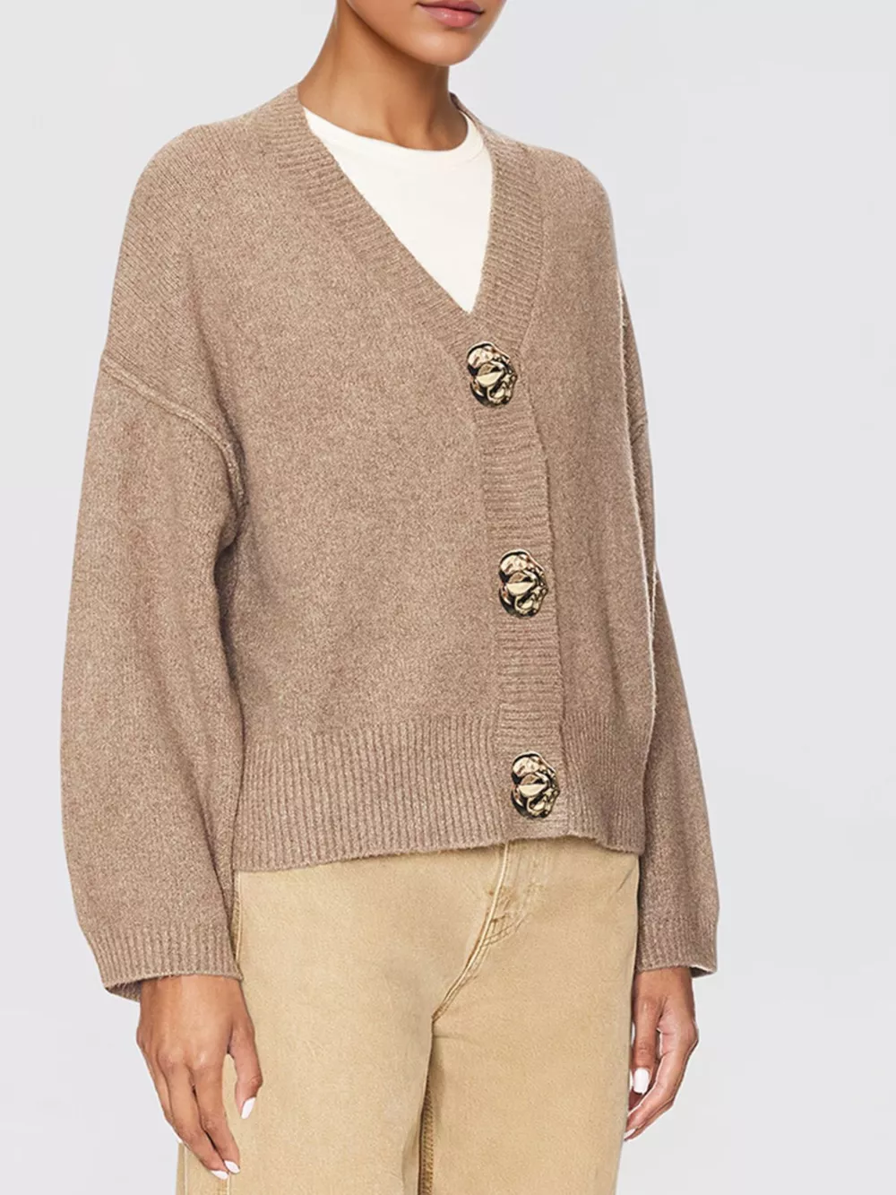 Gold Buttons V-Neck Cardigan, image 8