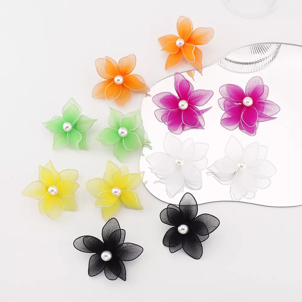 Flower Pearl Stud Earrings, image 5
