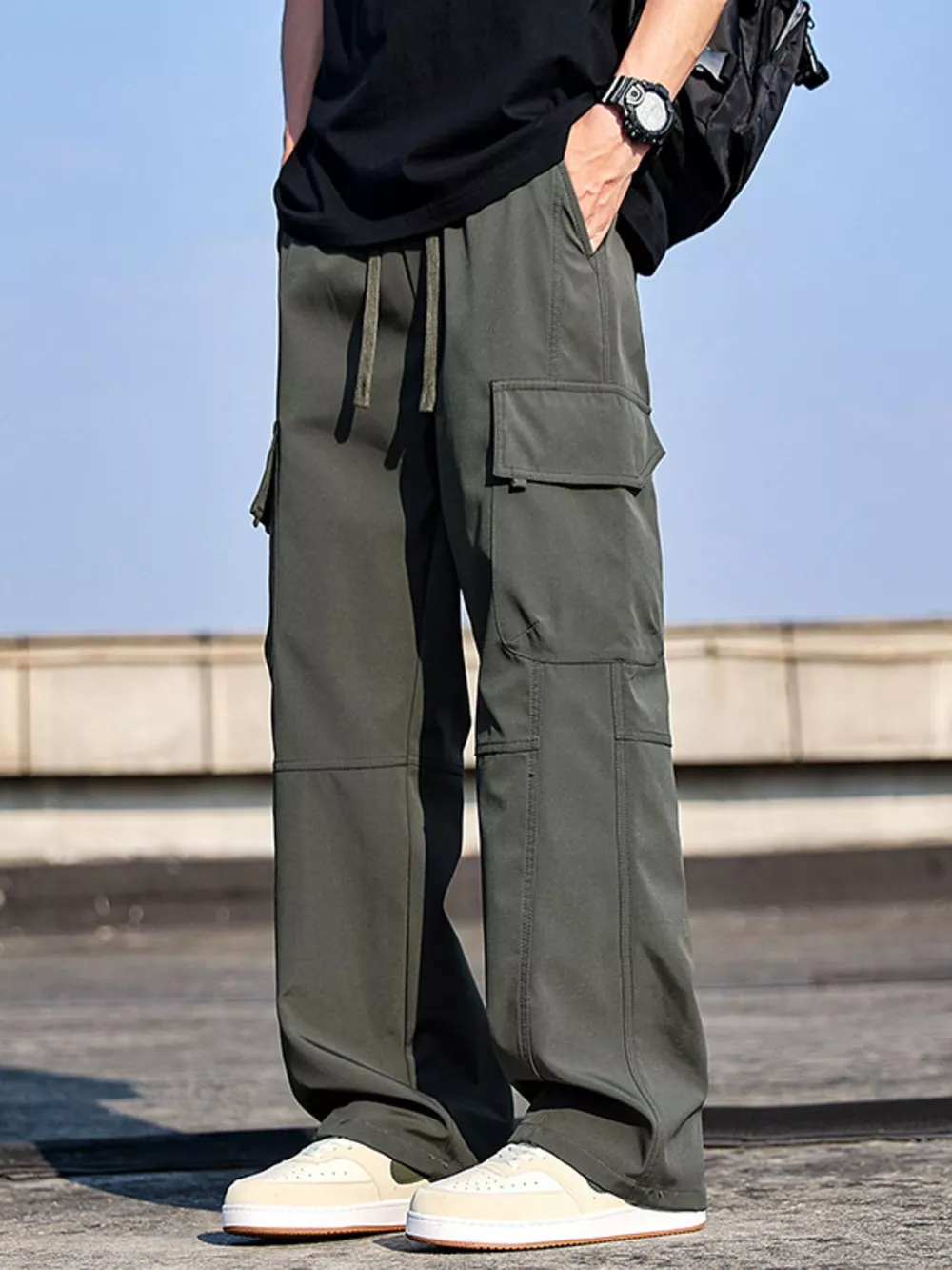 Men's Plus Size Cargo Wide Leg Pants, image 6