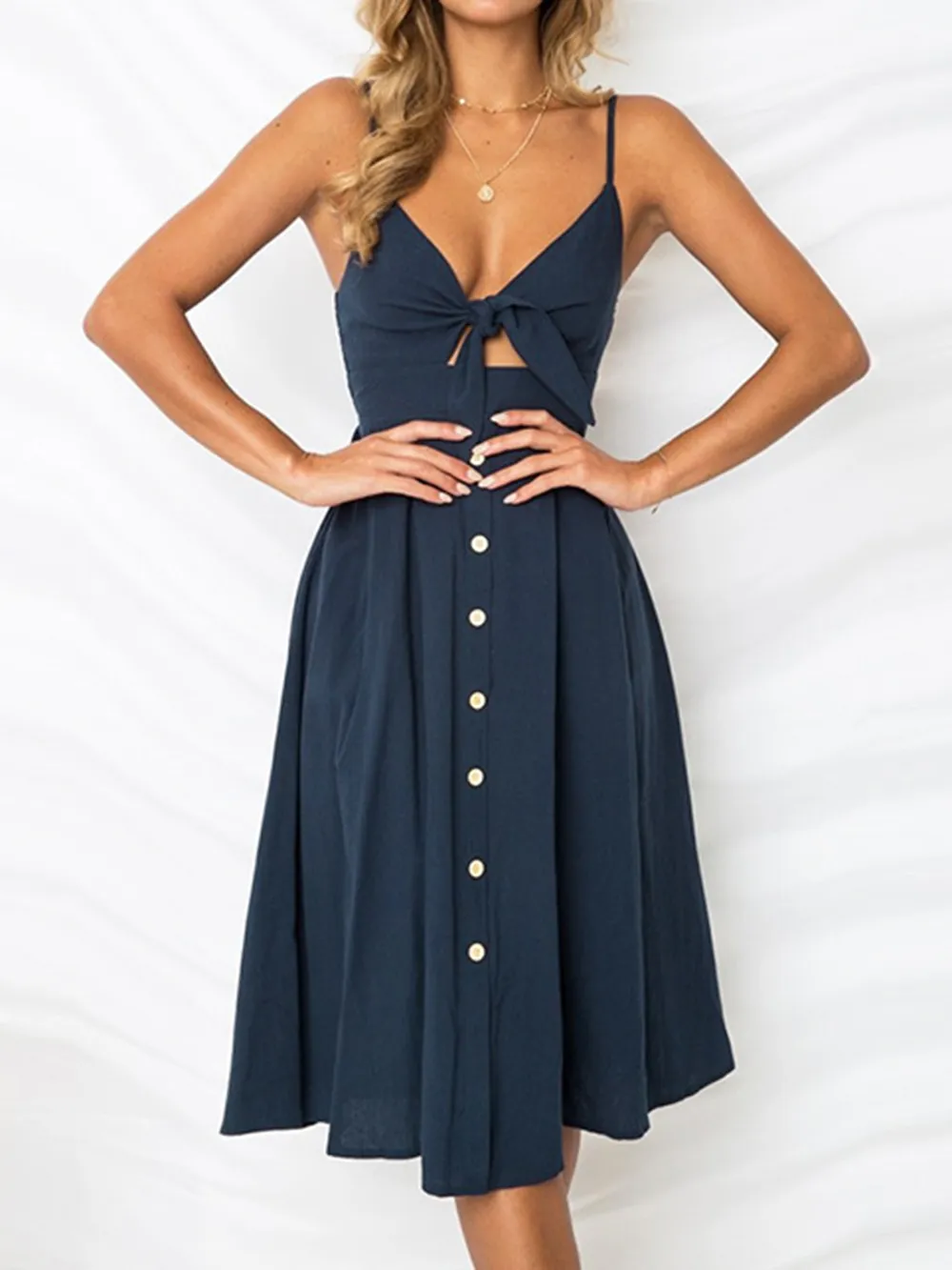 Cutout Smocked Sweetheart Neck Cami Dress, image 12
