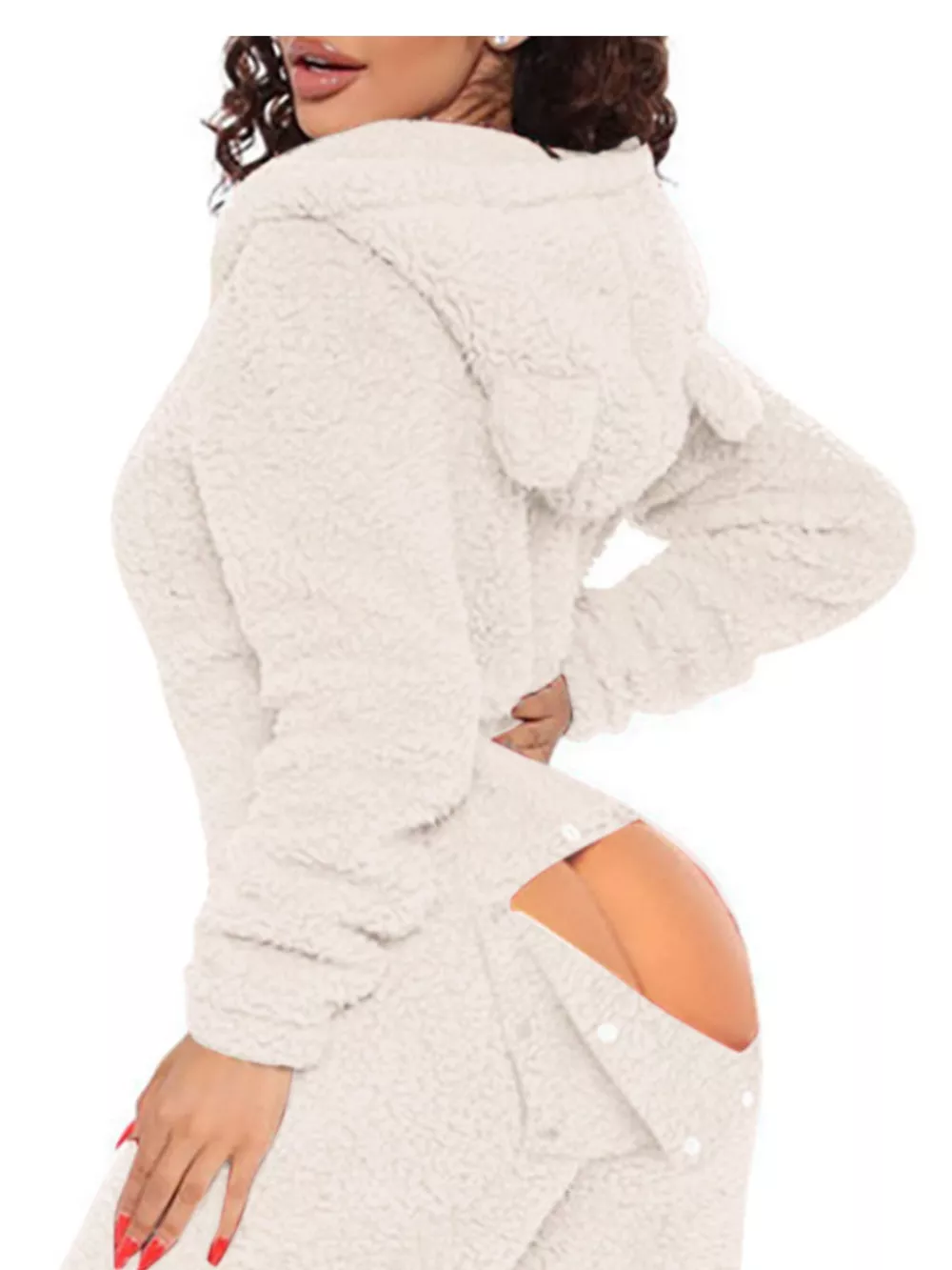 Fleece Hooded Open Back Jumpsuit, image 21