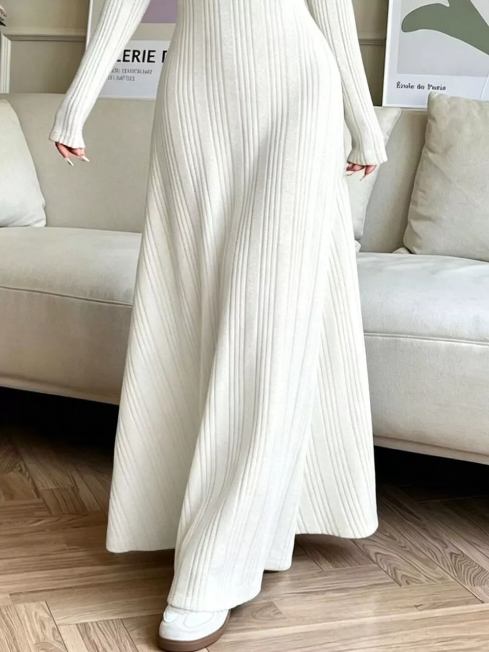 Long Sleeve Ribbed Knit Dress, image 9