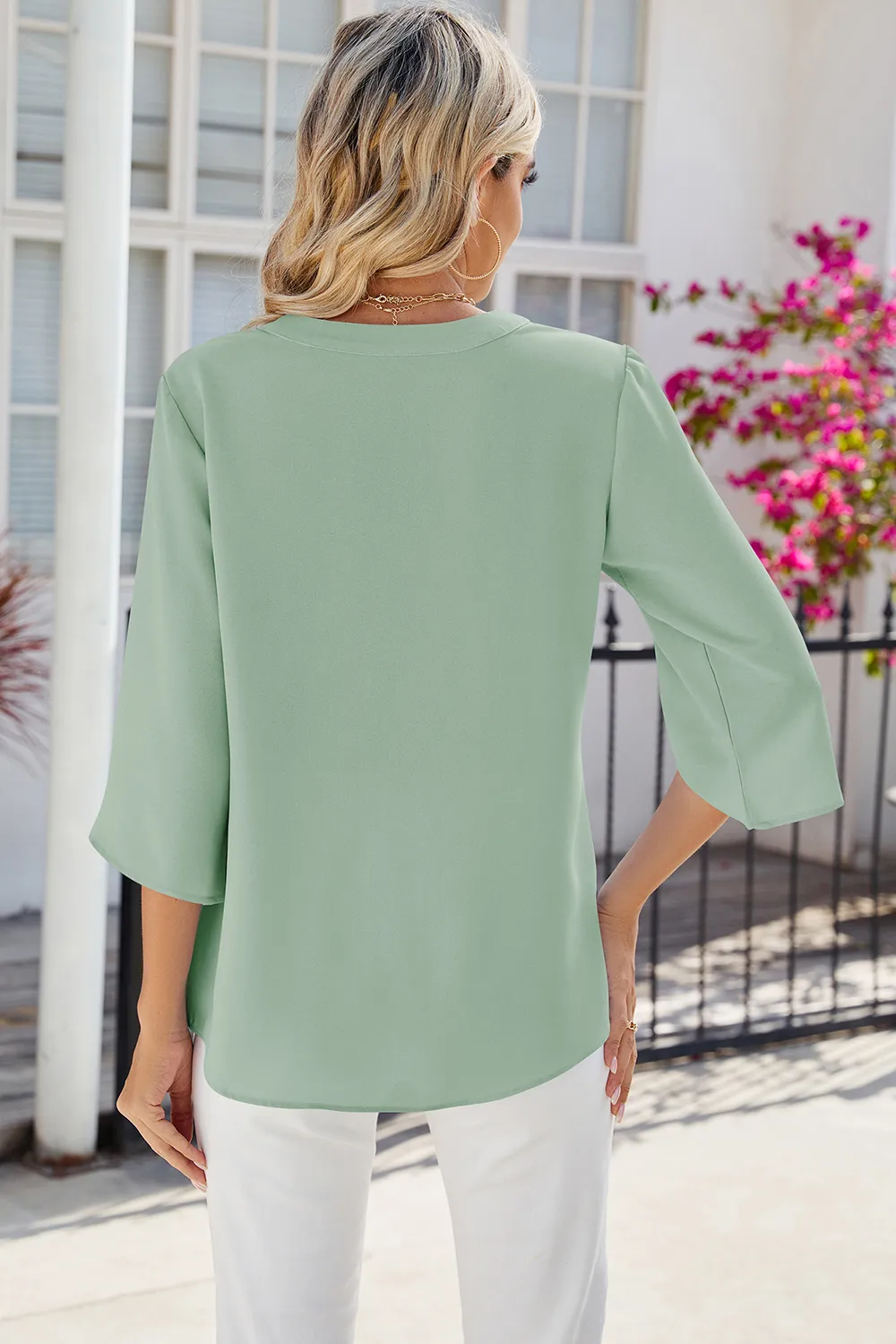 Notched Half Button T-Shirt, image 8