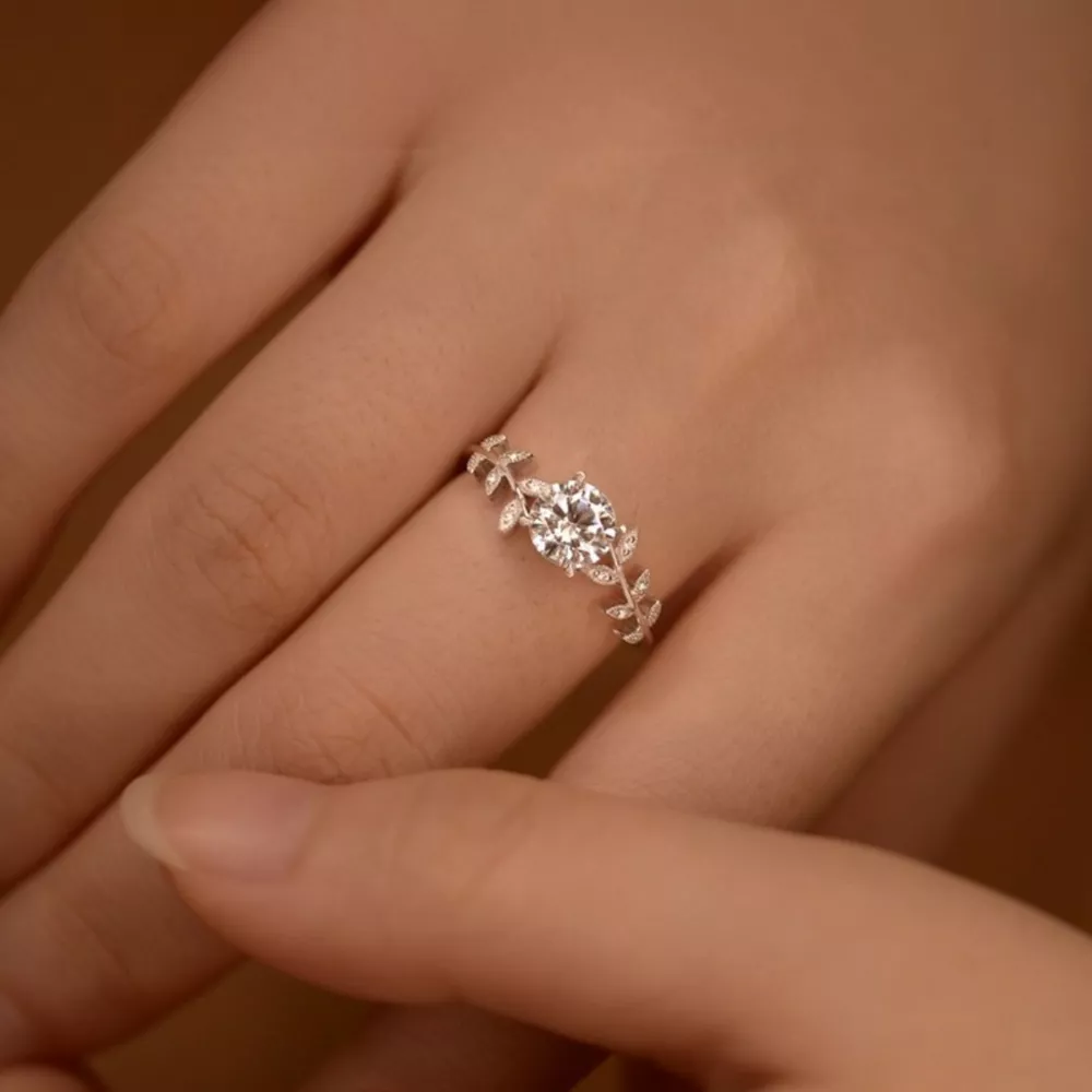 1 Carat Moissanite 925 Sterling Silver Leaf Ring, image 4