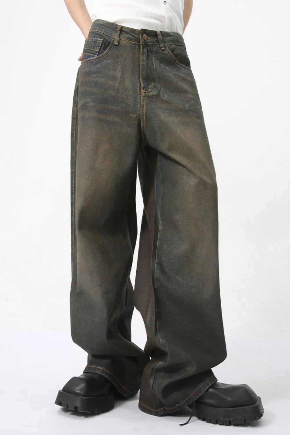 Wide Leg Men's Jeans with Pockets, image 2
