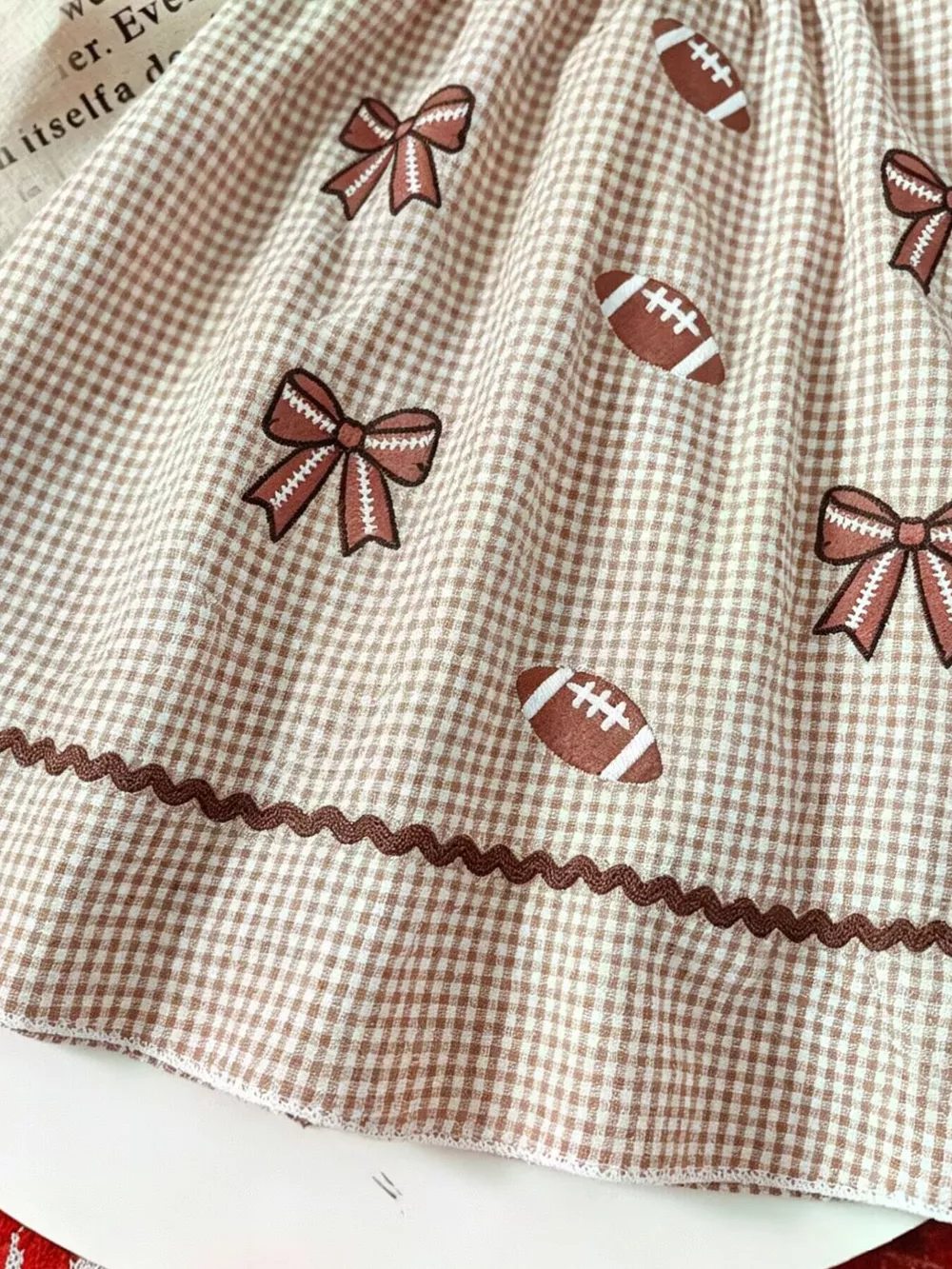 Children's Gingham Football Puff Sleeve Dress, image 4