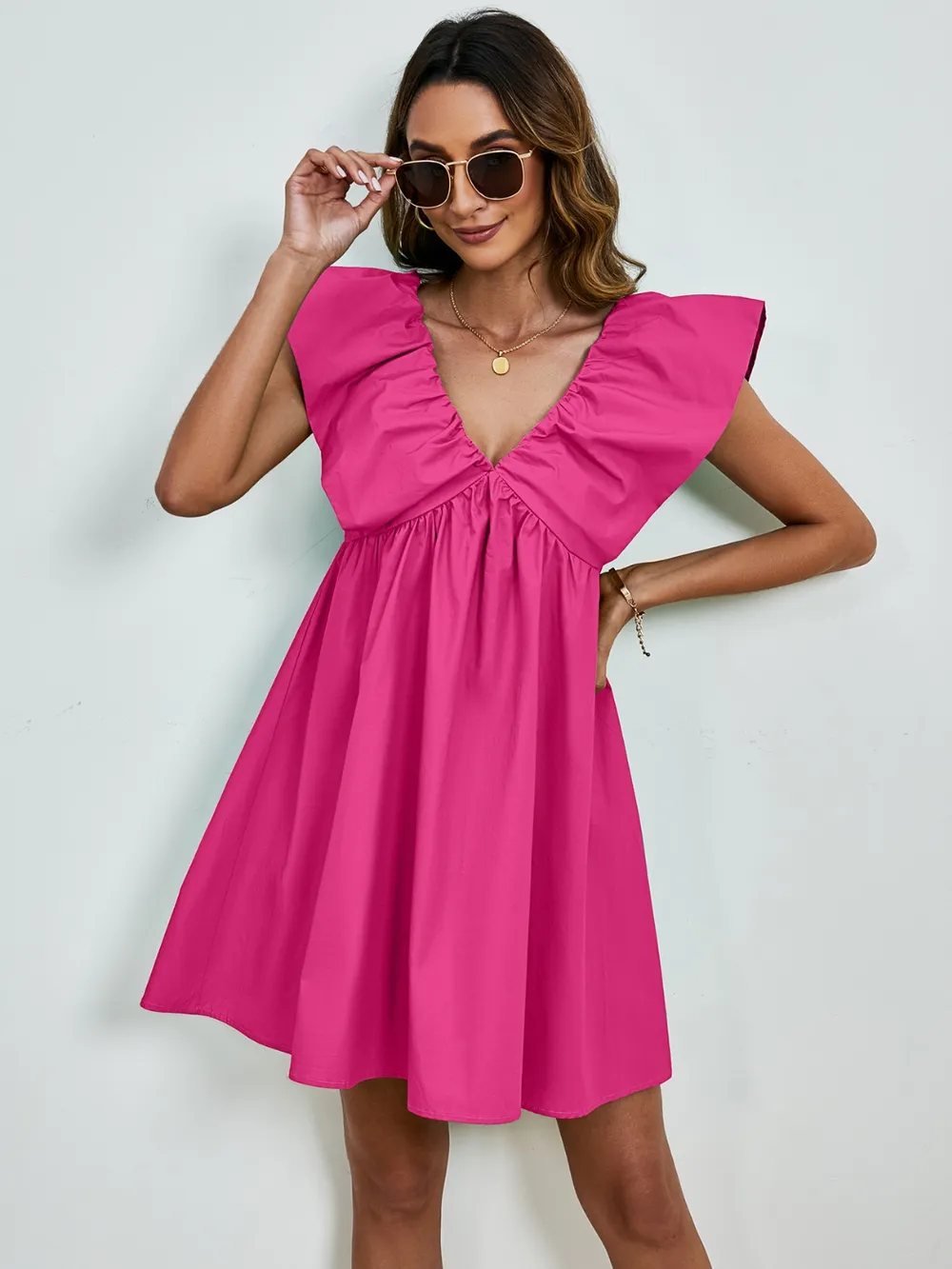 V-Neck Cap Sleeve Mini Dress, image 14