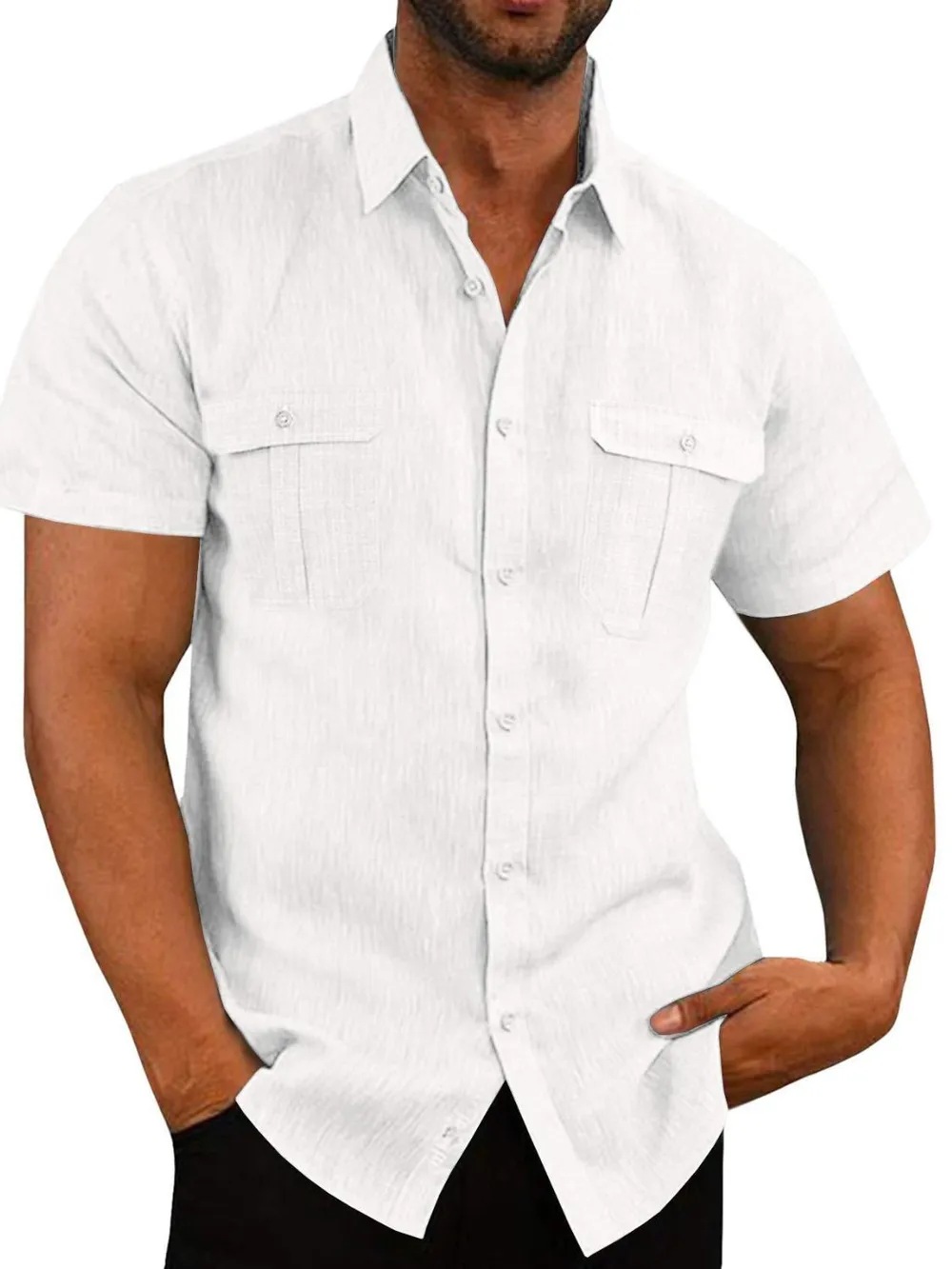 Men's Plus Size Collared Neck Short Sleeve Shirt, image 5