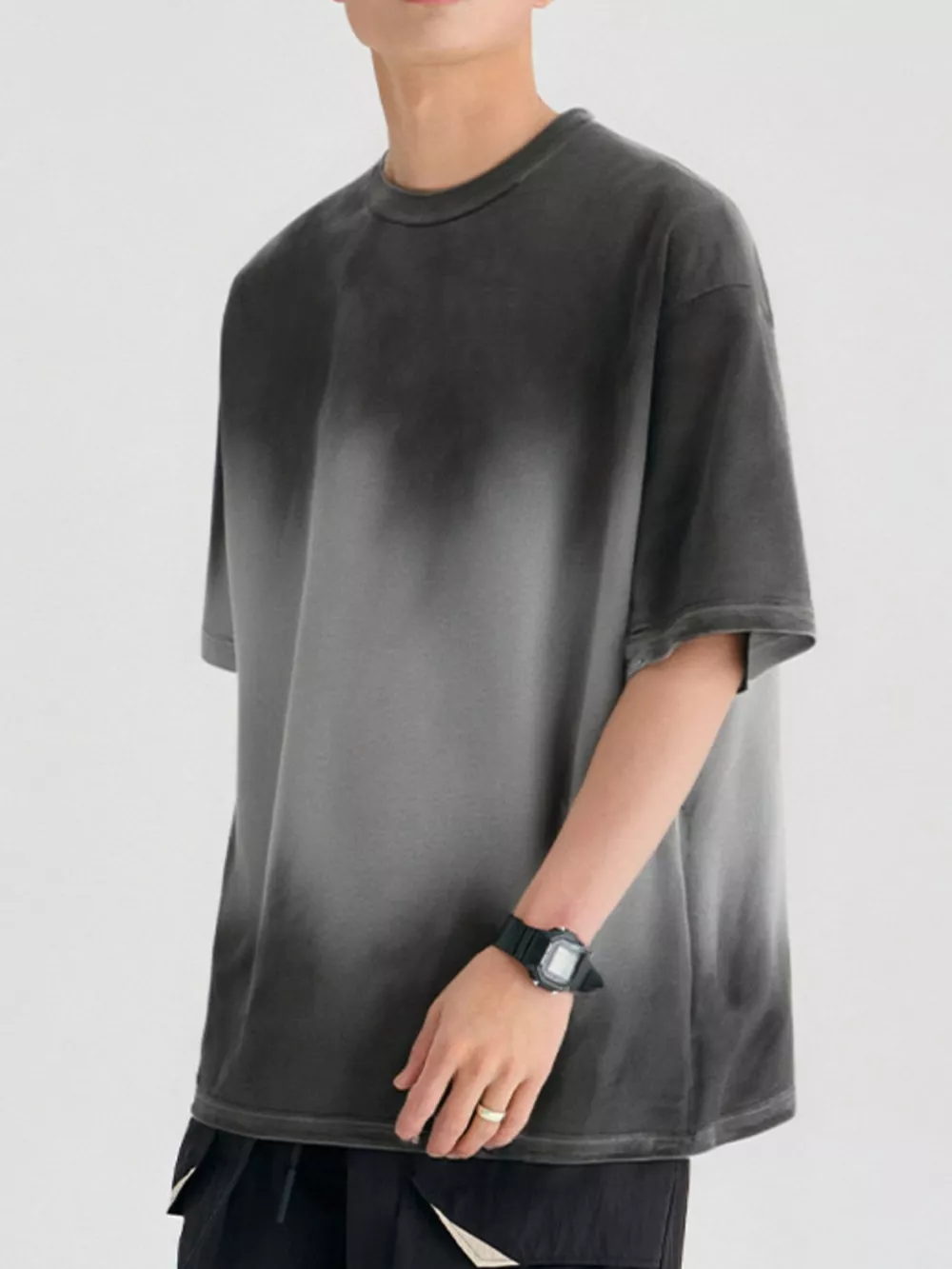 Men's Gradient Round Neck Oversized T-Shirt, image 7