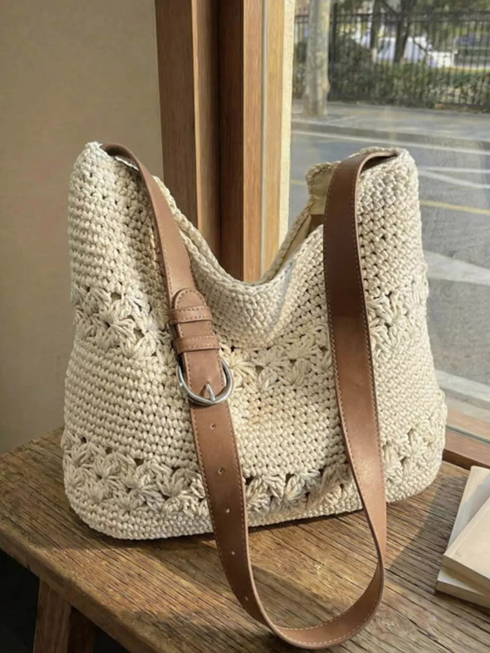 Crochet Knit Shoulder Bag, image 6