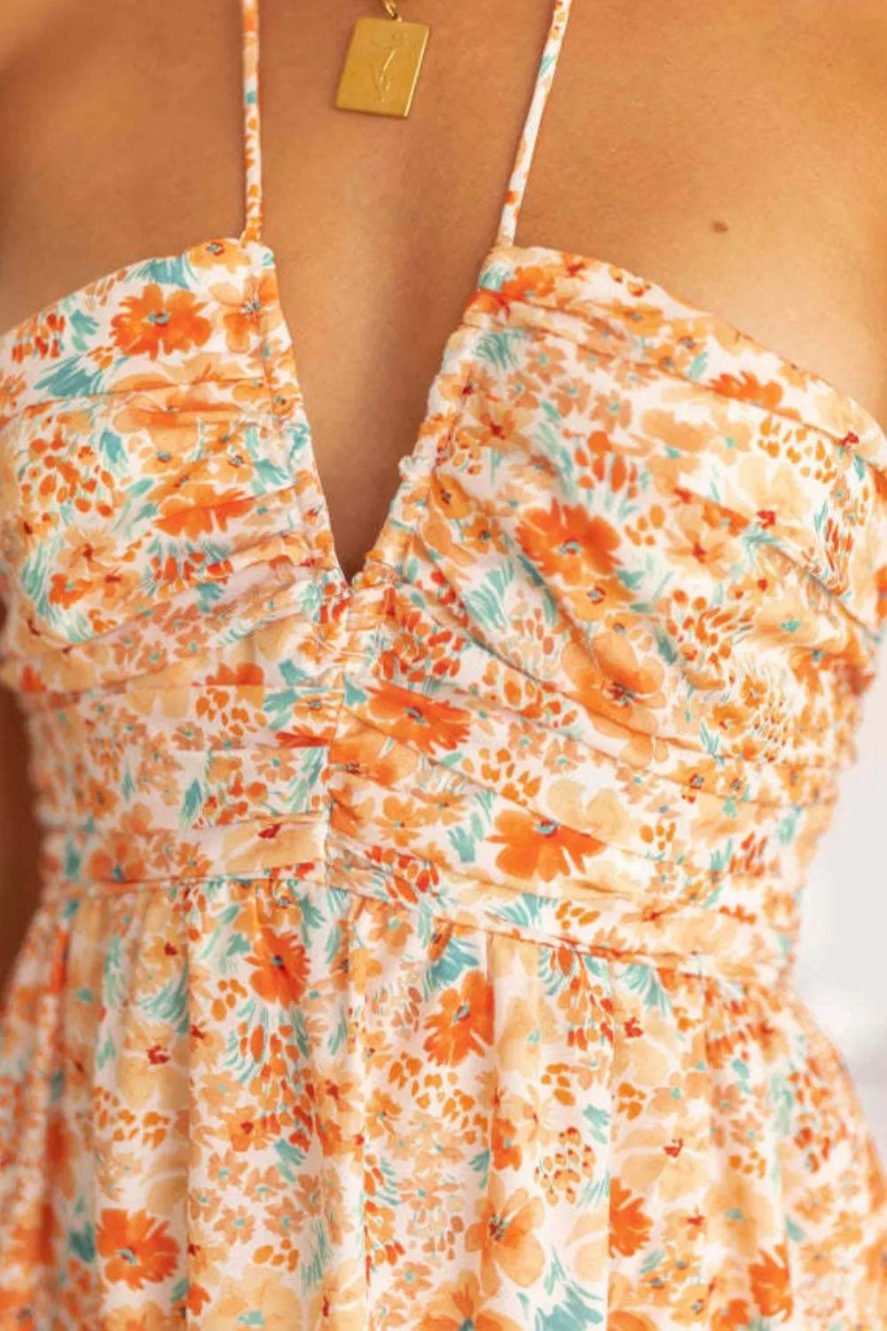 Tiered Halter Neck Printed Cami Dress, image 7