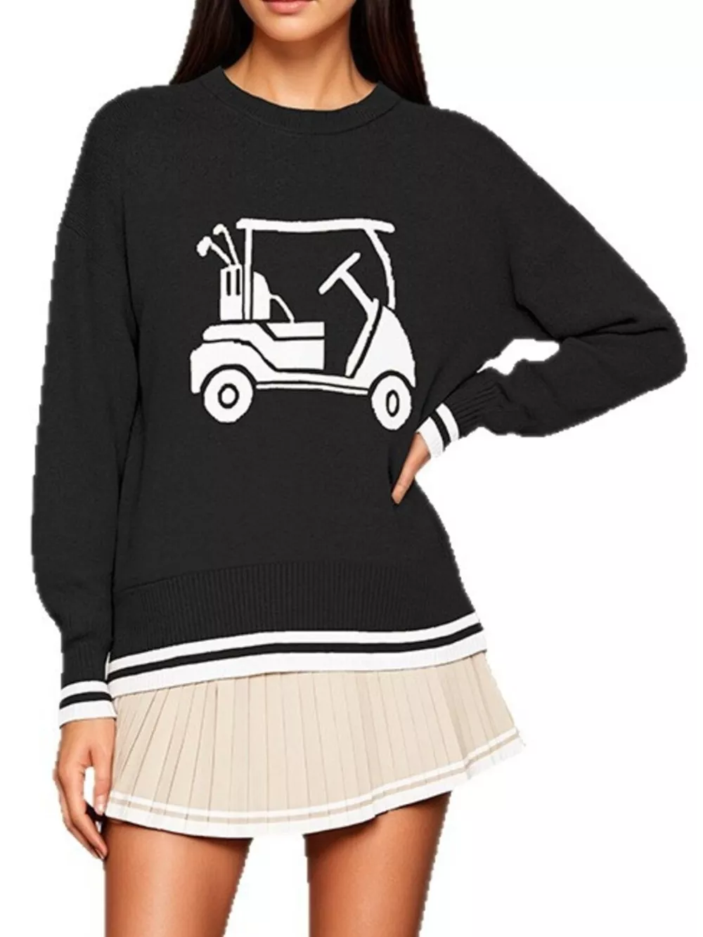 Golf Cart Graphic Dropped Shoulder Sweater, image 4