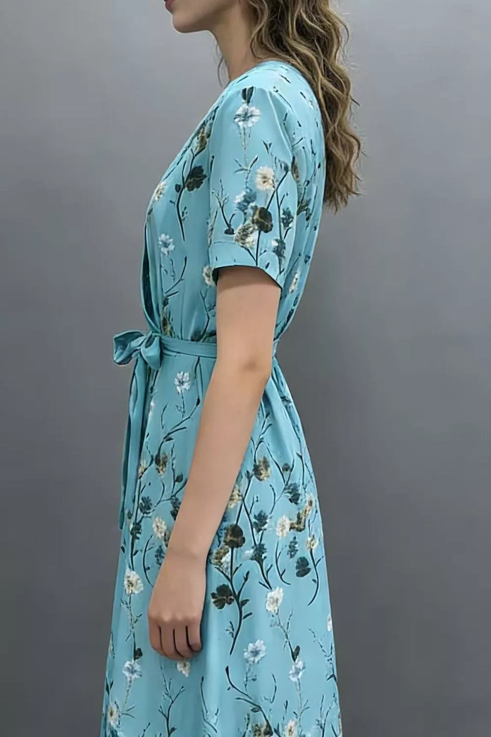 Floral Print Wrap Maxi Dress, image 3
