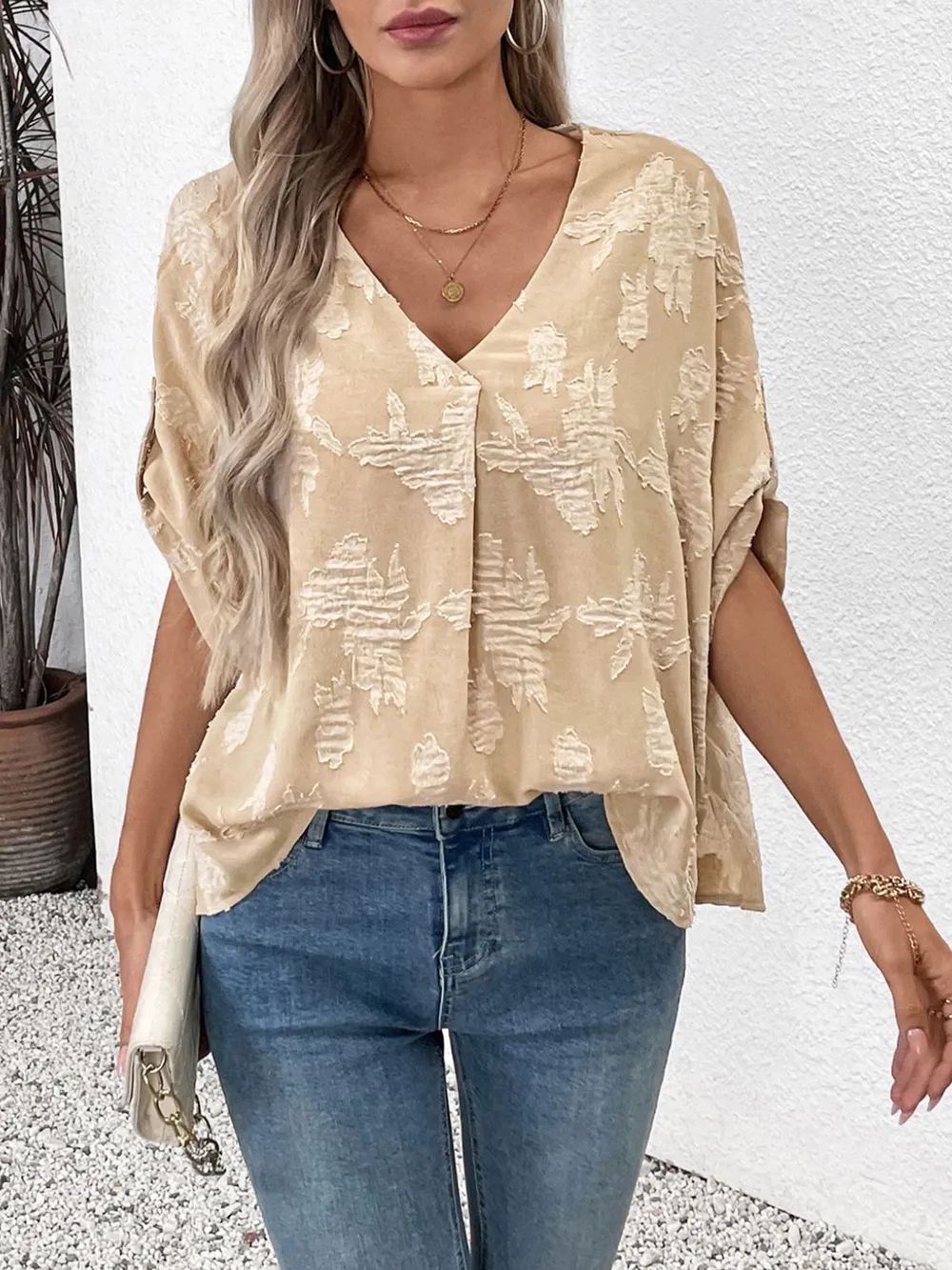 V-Neck Half Sleeve Blouse, image 5