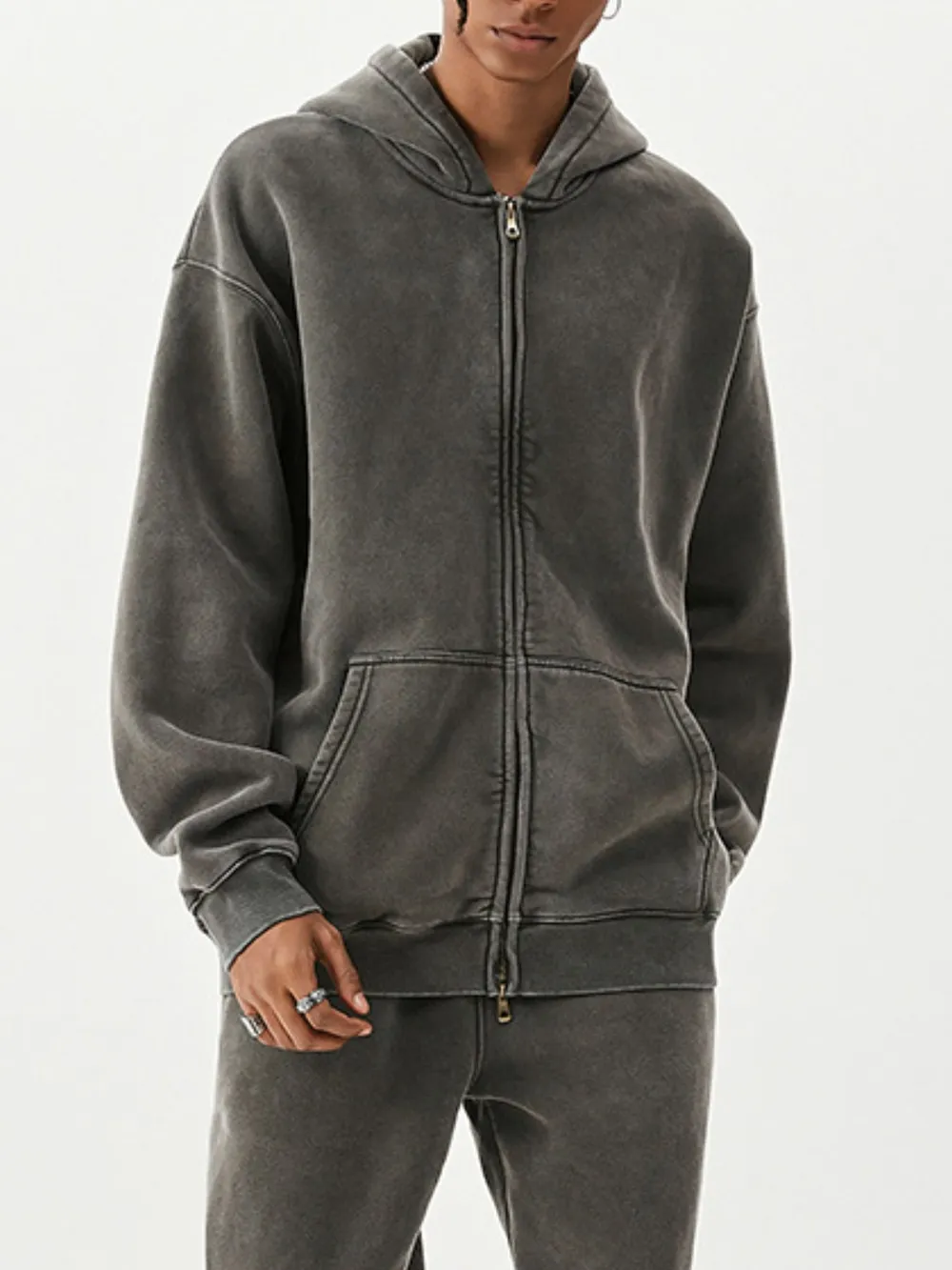 Men's Oversized Zip-Up Hoodie, image 7