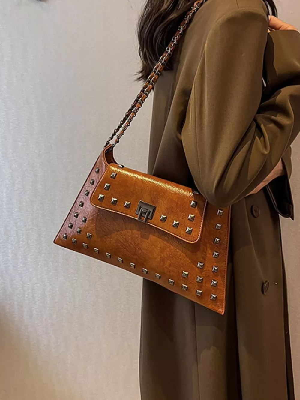 Studded Flap Chain Shoulder Bag, image 6