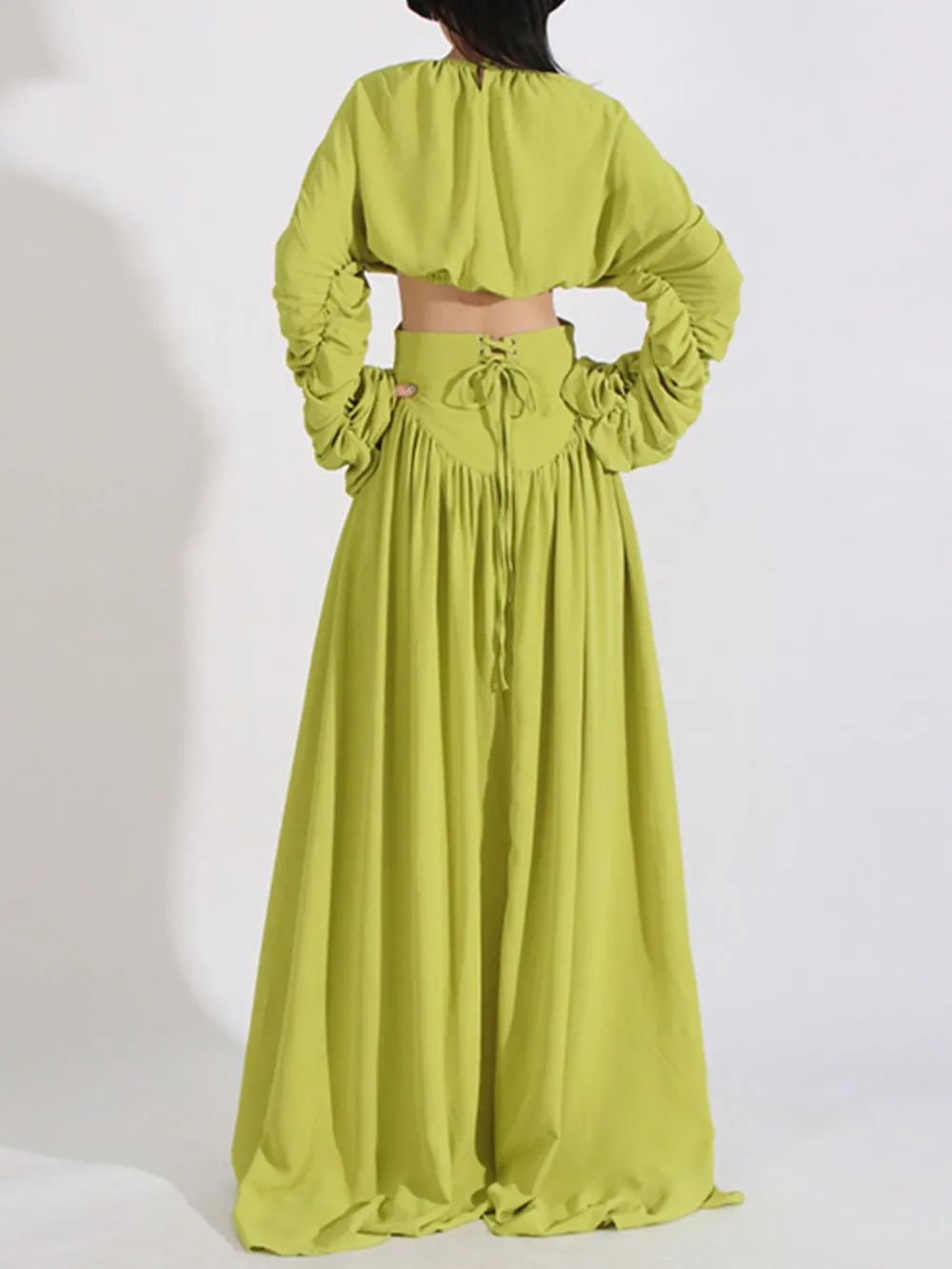 Ruched Long Sleeve Top and High Waist Skirt Set, image 8