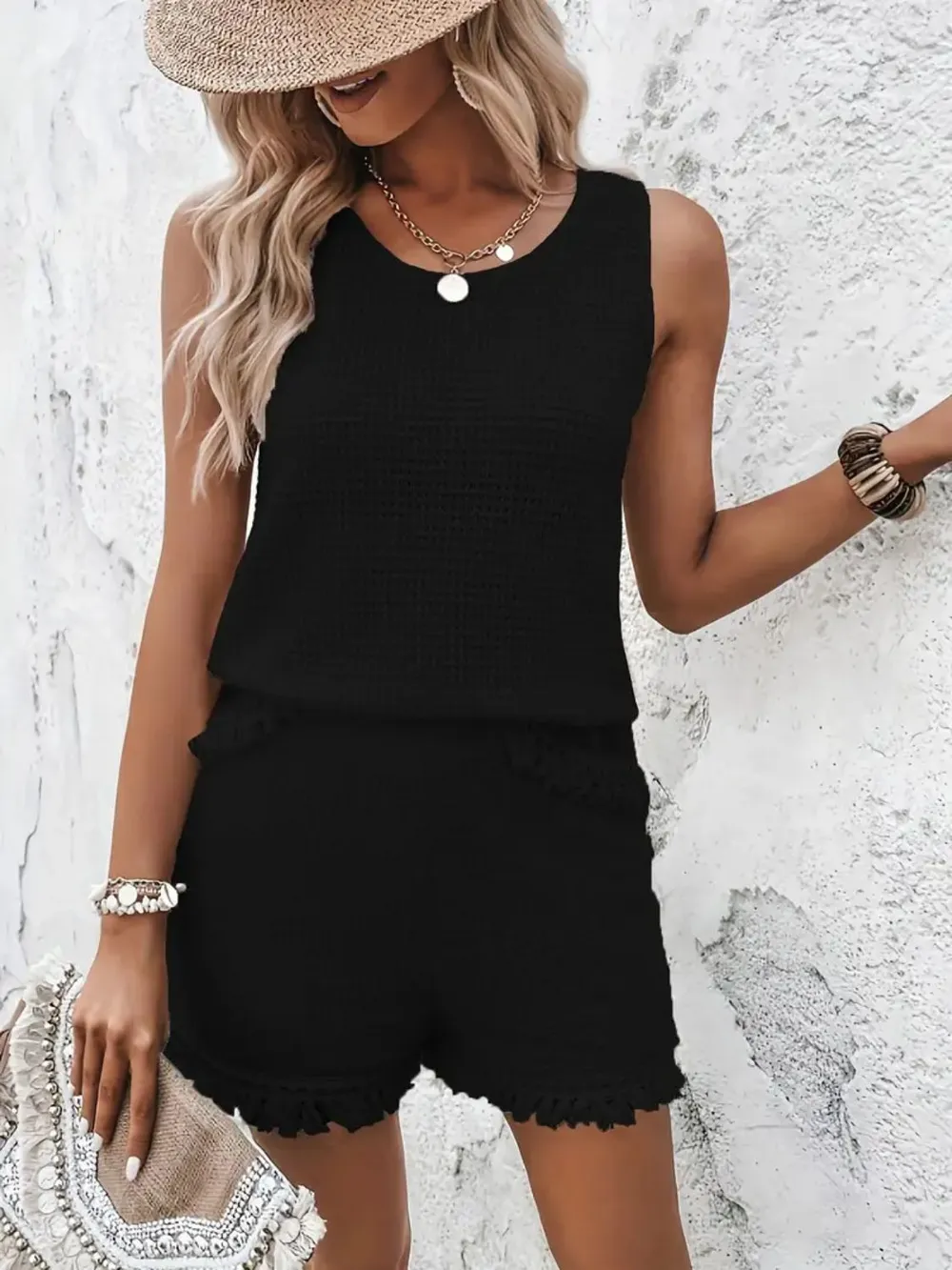 Round Neck Wide Strap Tank and Shorts Set, image 9