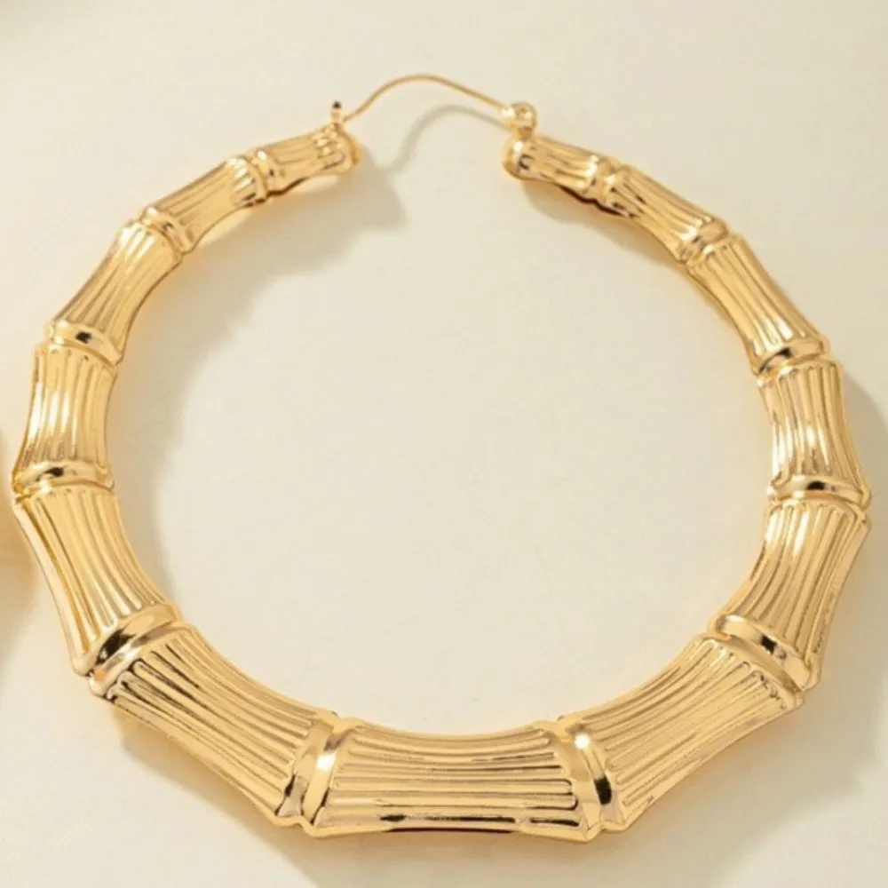 Stainless Steel Textured Hoop Earrings, image 3