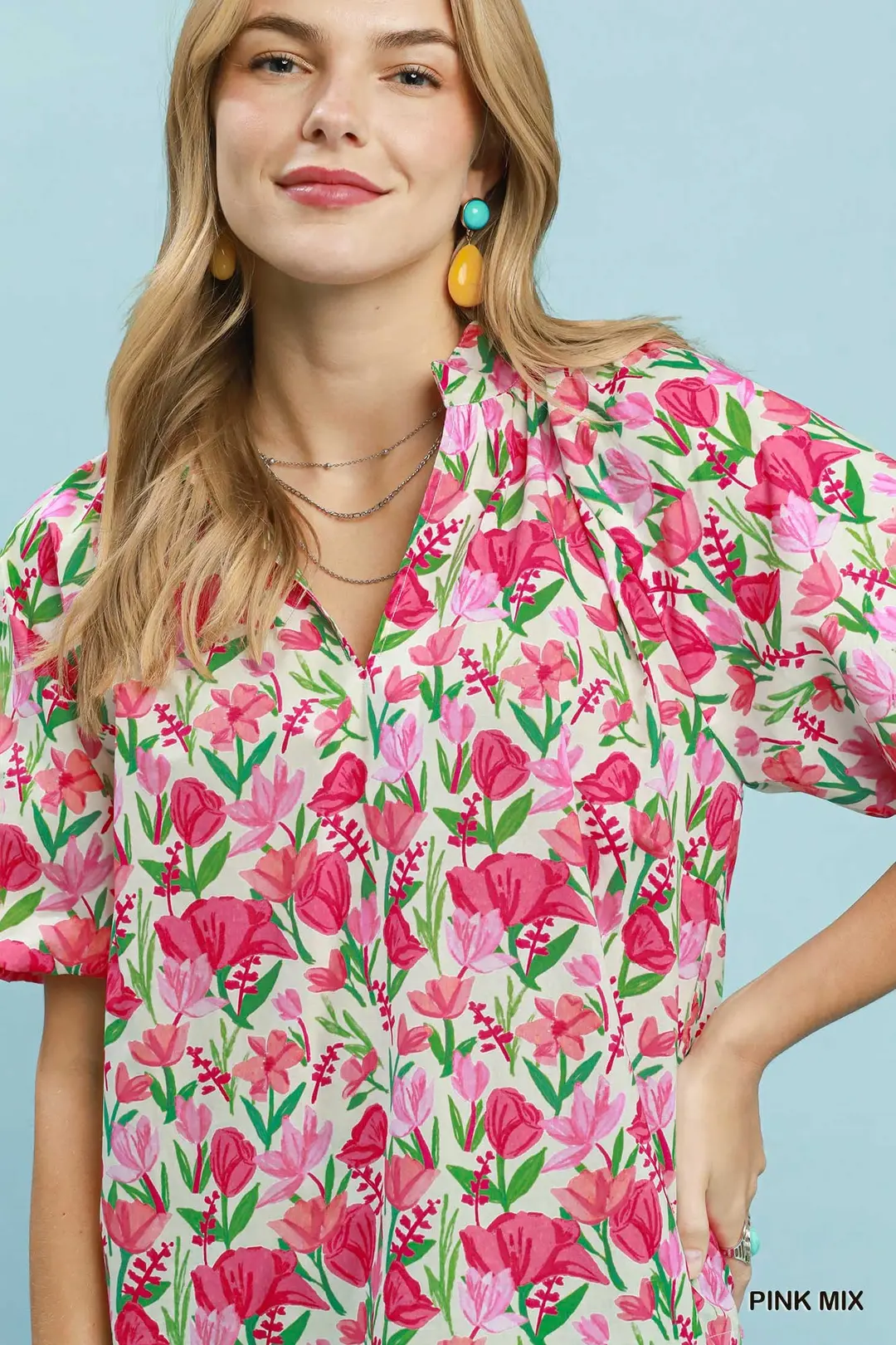 Floral Puff Sleeve Blouse with Scalloped Details, image 5