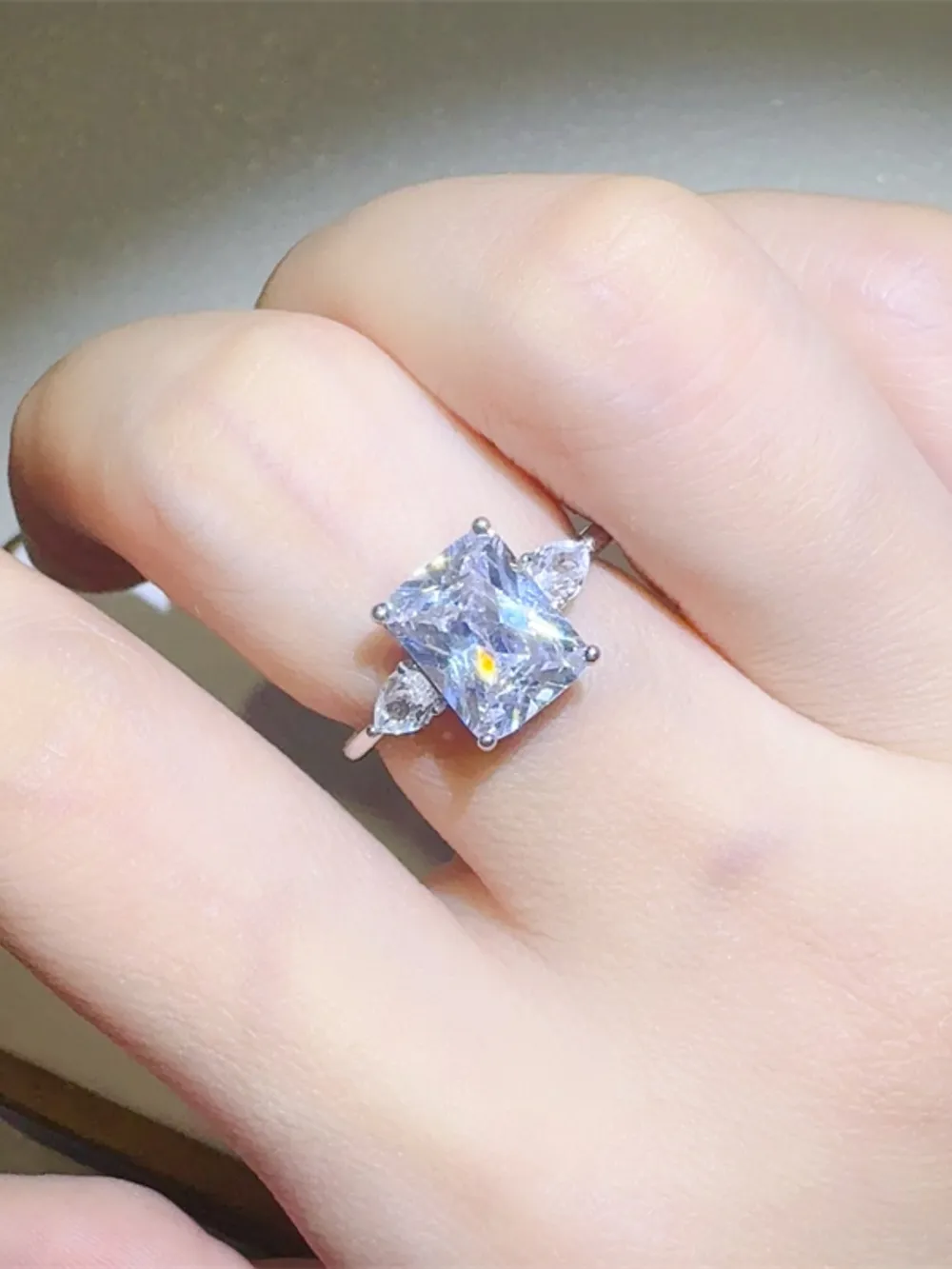 3 Carat Moissanite 925 Sterling Silver Square Shape Ring, image 3