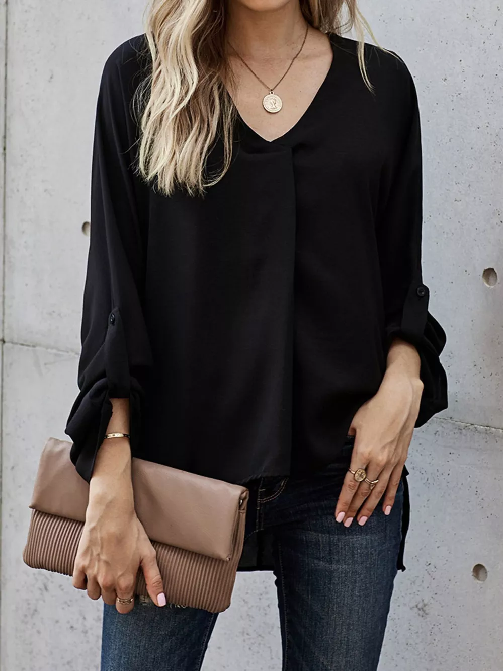 Elegant V-Neck Long Sleeve Blouse, image 11