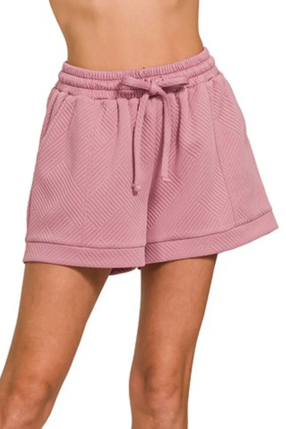 Textured Knit Jacquard Drawstring Shorts, image 3